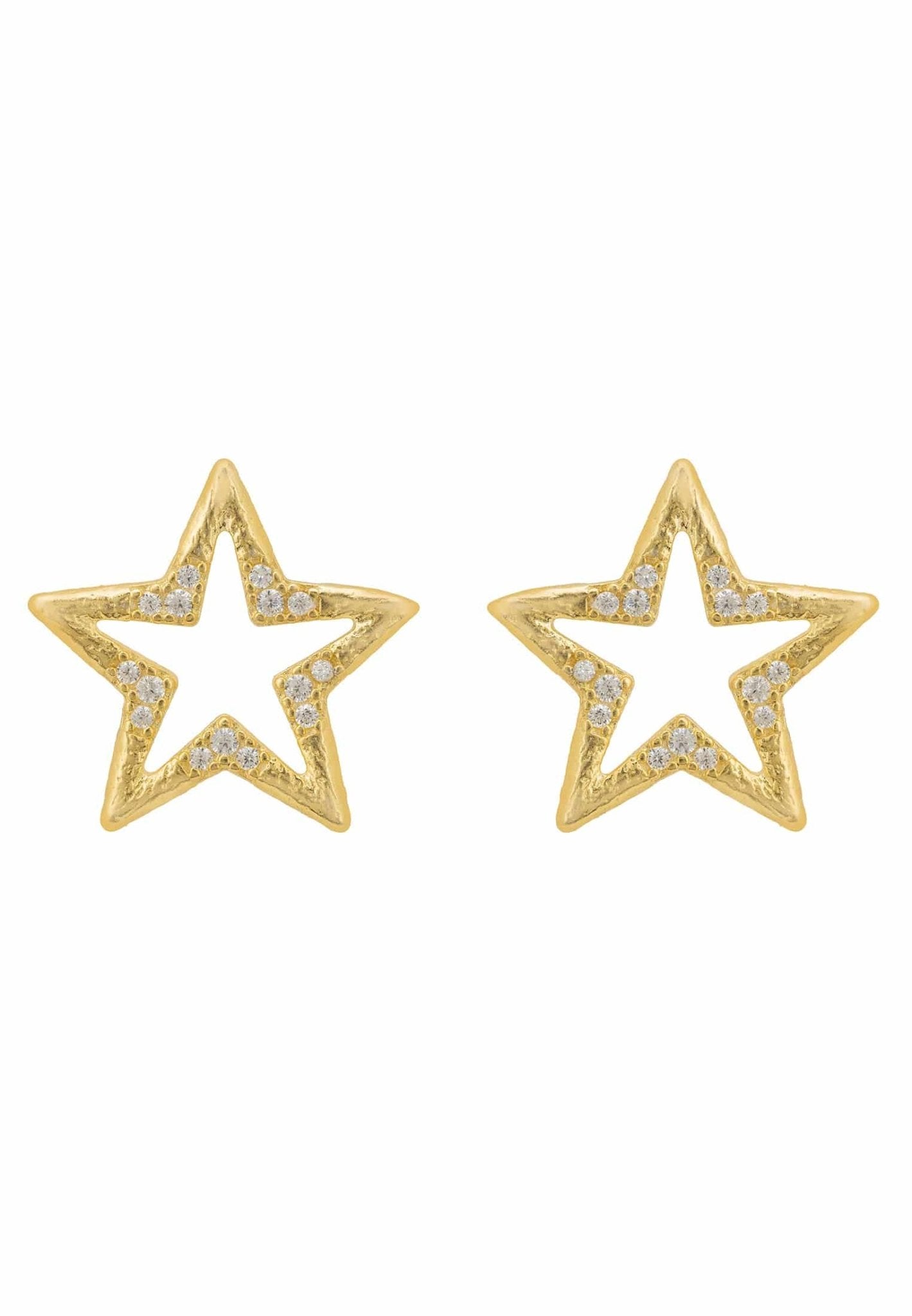 Celestial Open Star Stud Earrings Gold - LATELITA Earrings