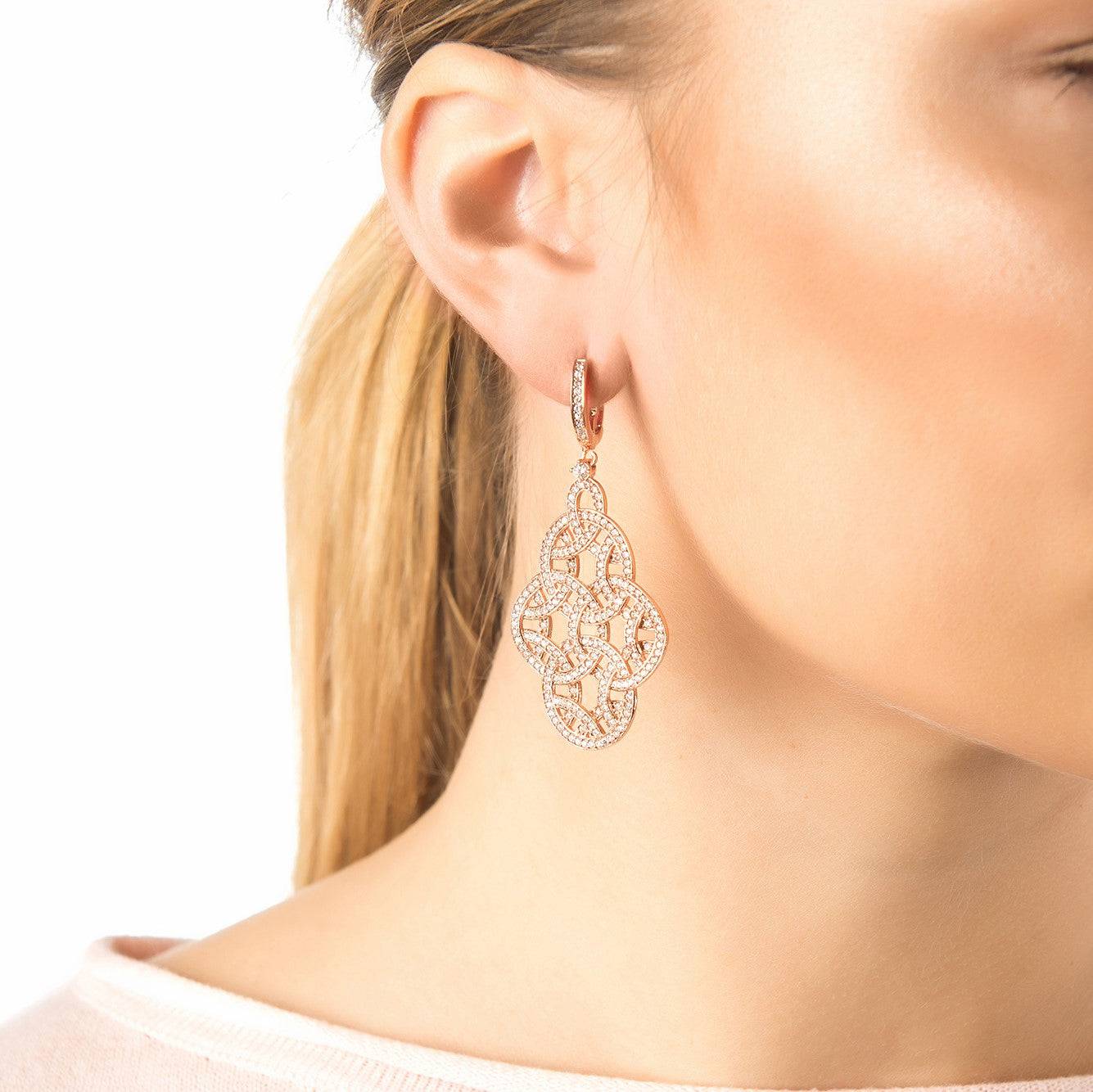 Celtic Knot Aoife Drop Earrings Rose Gold - LATELITA Earrings