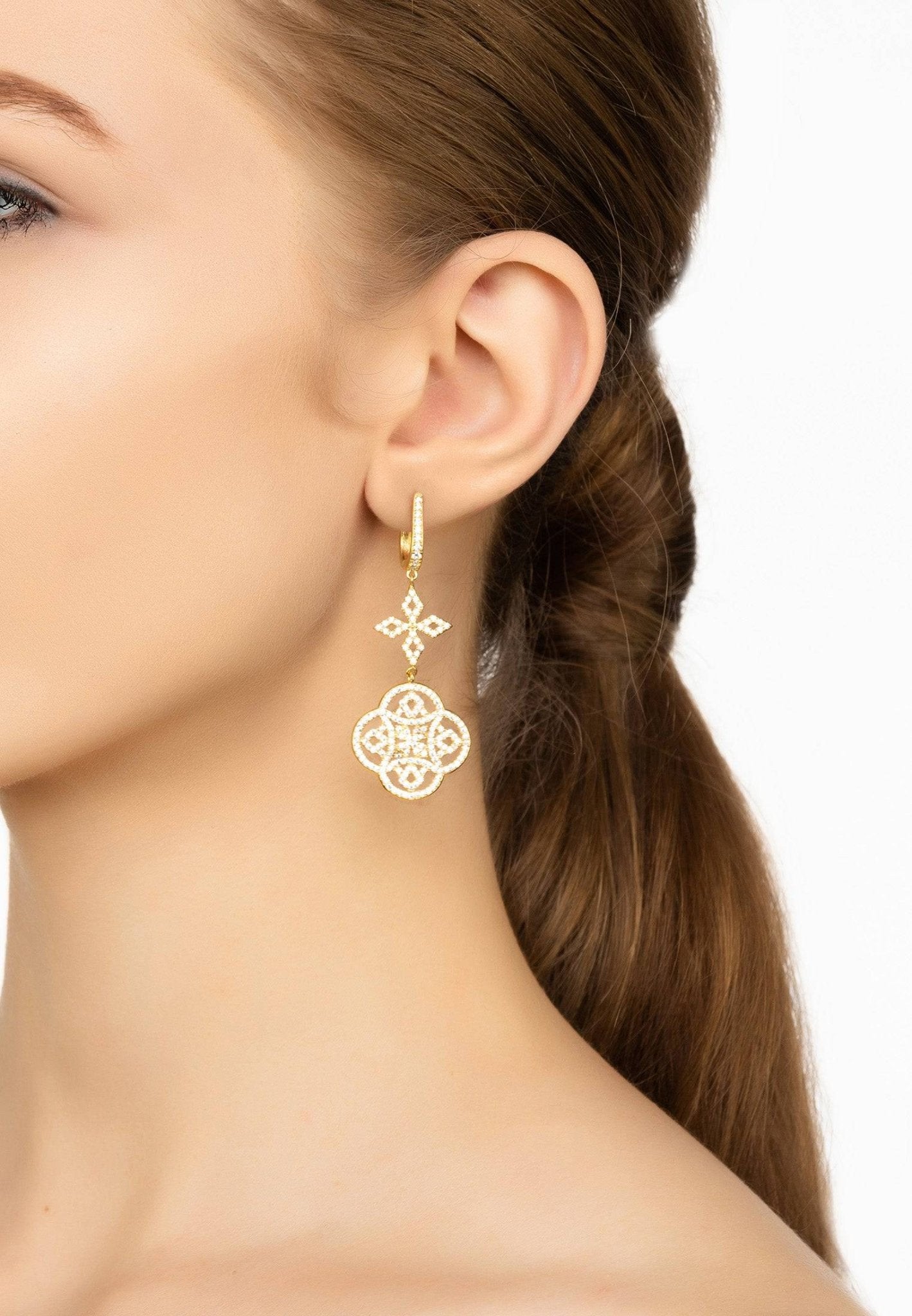 Celtic Knot Clover Drop Earrings Gold - LATELITA Earrings