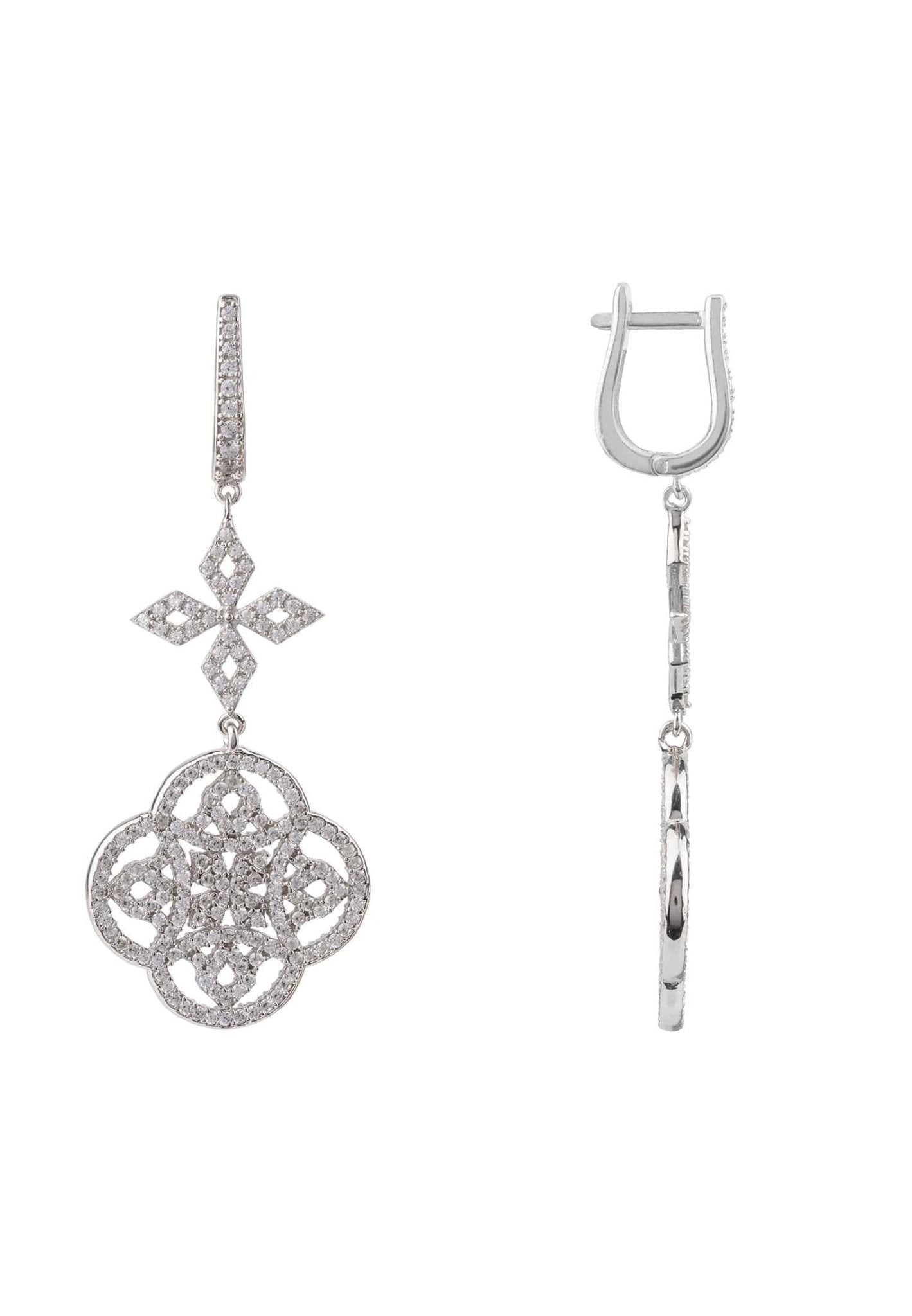 Celtic Knot Clover Drop Earrings Silver - LATELITA Earrings