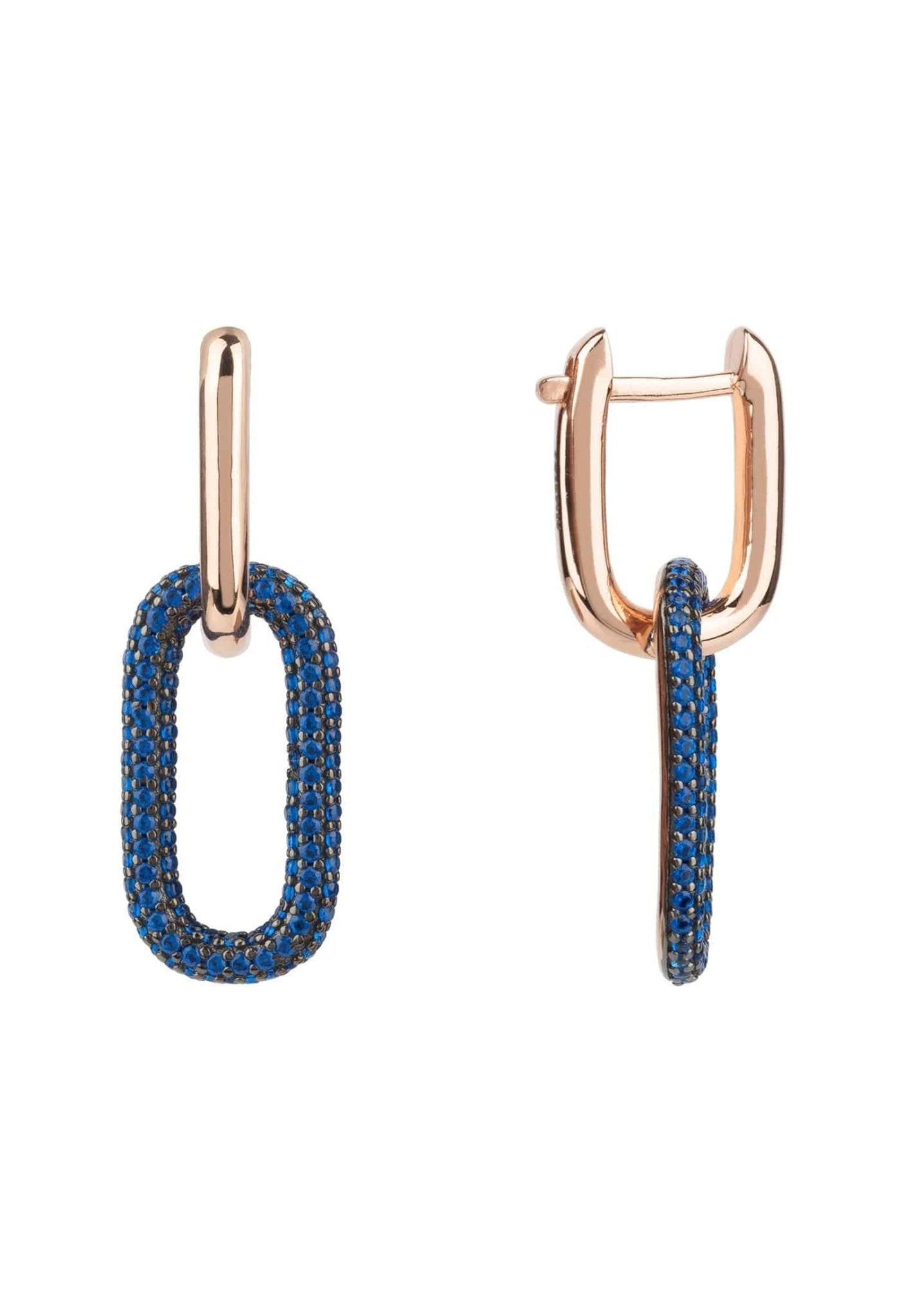 Chain Link Earrings Sapphire Blue Rosegold - LATELITA Earrings