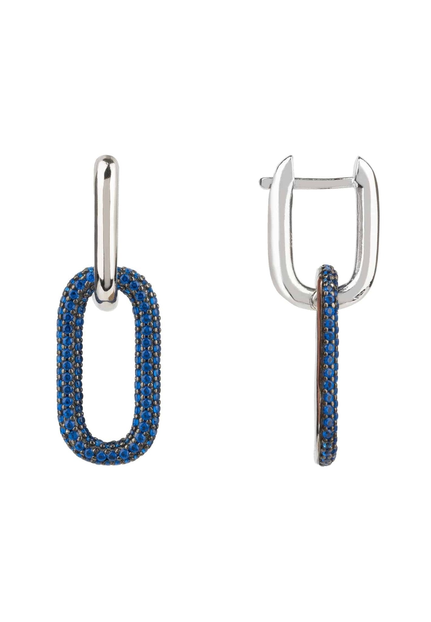 Chain Link Earrings Sapphire Blue Silver - LATELITA Earrings