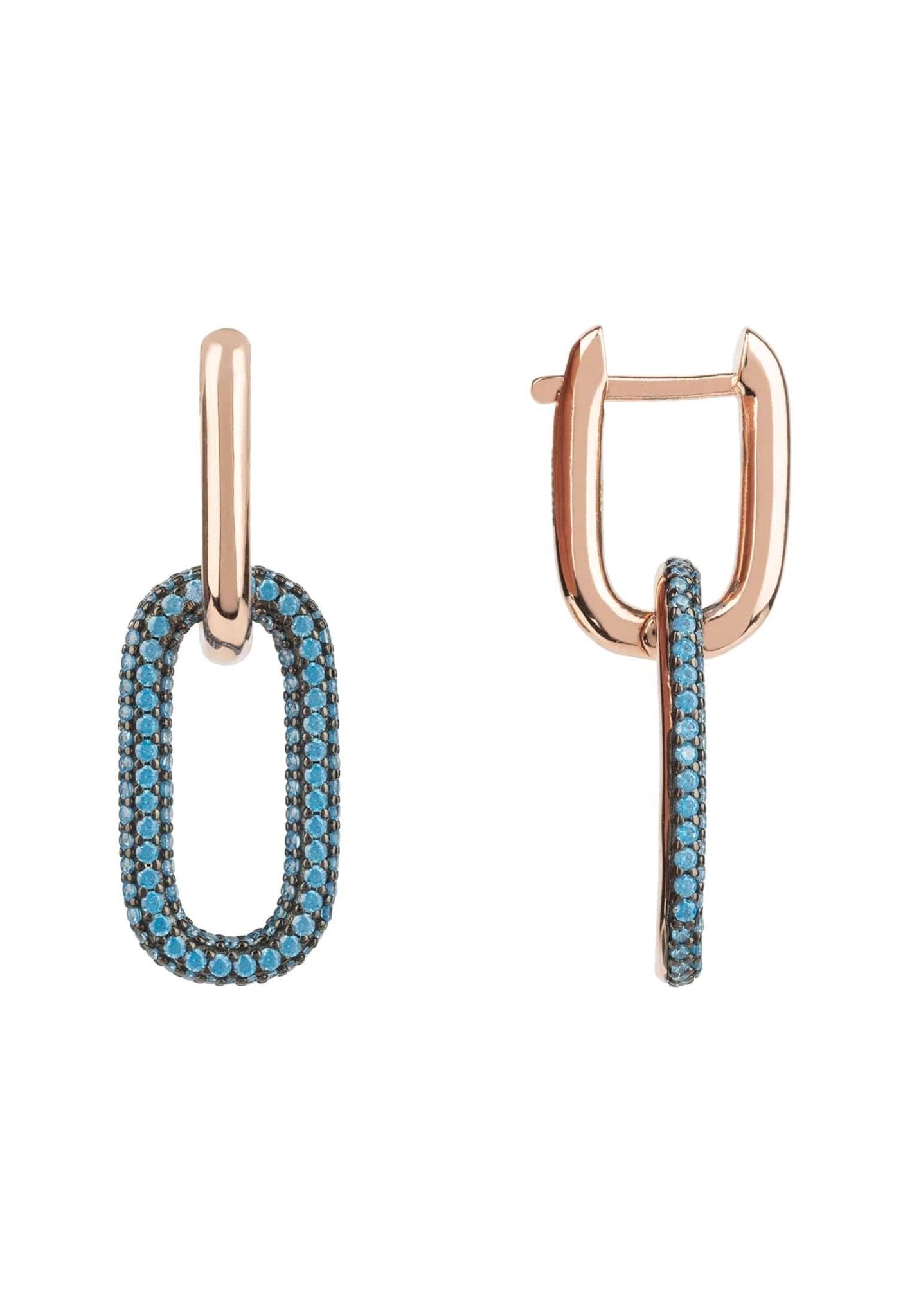 Chain Link Earrings Turquoise Blue Rosegold - LATELITA Earrings