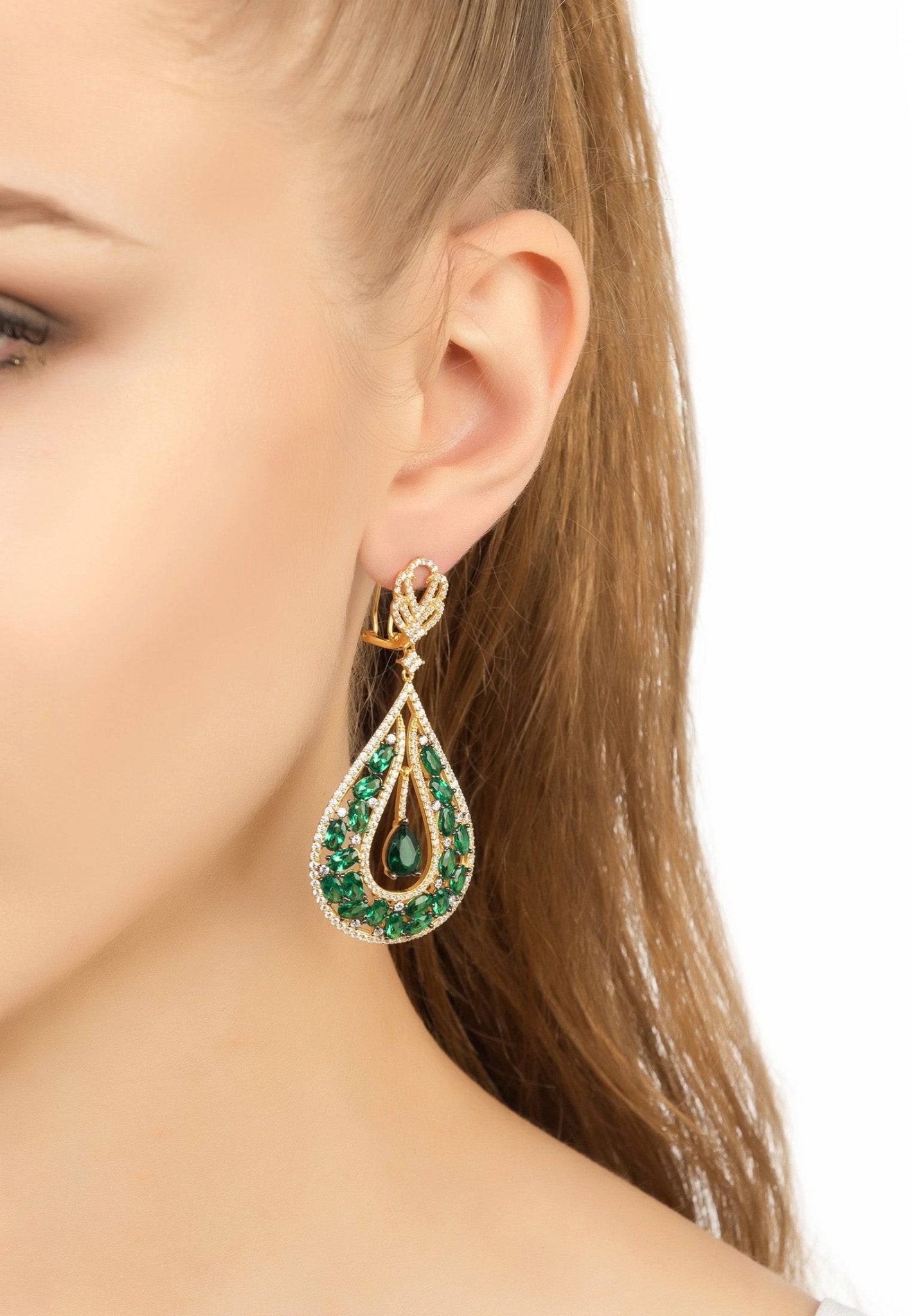 Charlotte Teardrop Earrings Emerald Gold - LATELITA Earrings
