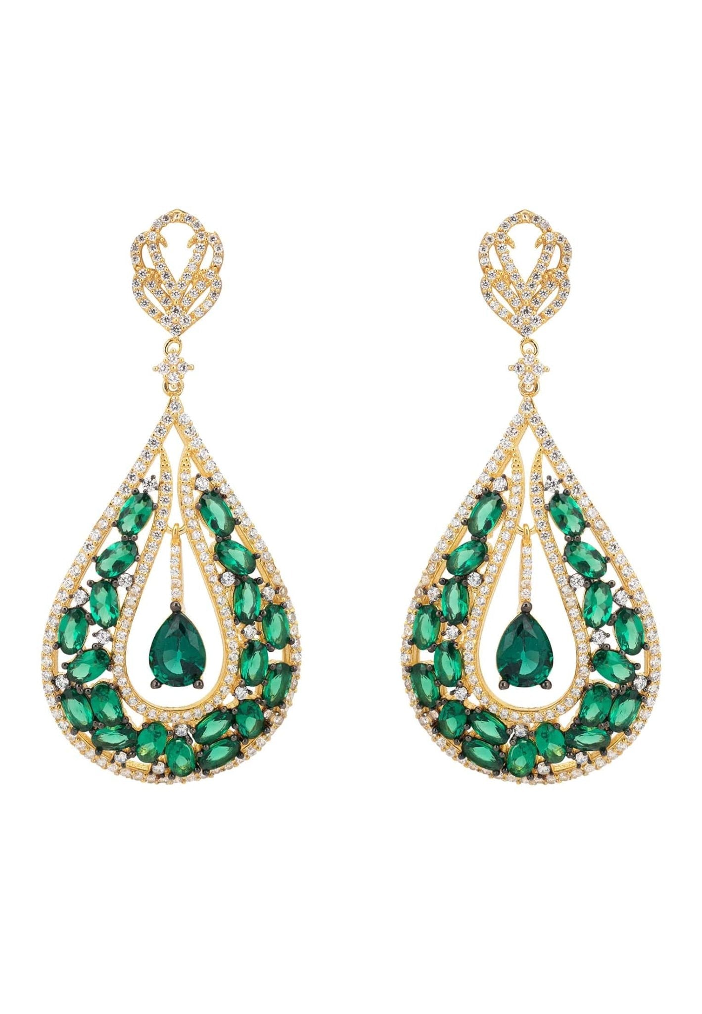 Charlotte Teardrop Earrings Emerald Gold - LATELITA Earrings