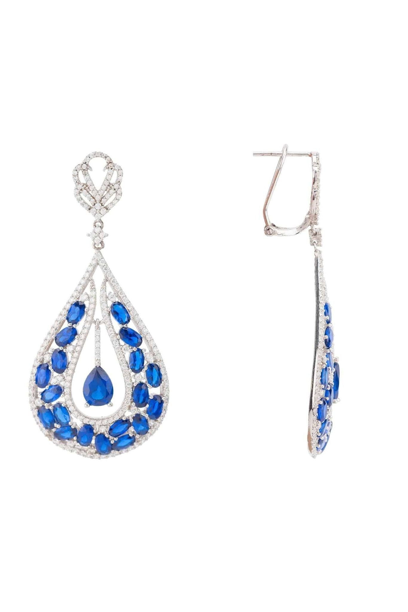 Charlotte Teardrop Gemstone Earrings Sapphire Silver - LATELITA Earrings