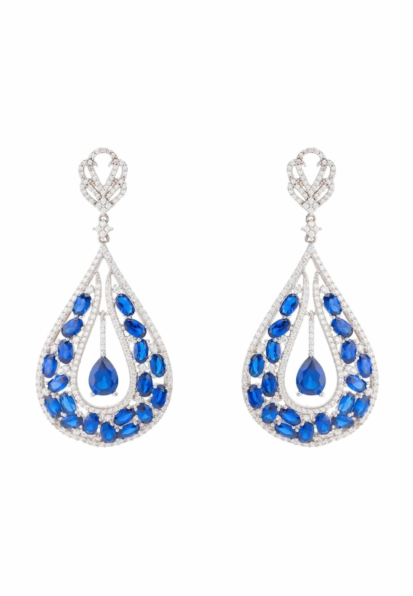 Charlotte Teardrop Gemstone Earrings Sapphire Silver - LATELITA Earrings