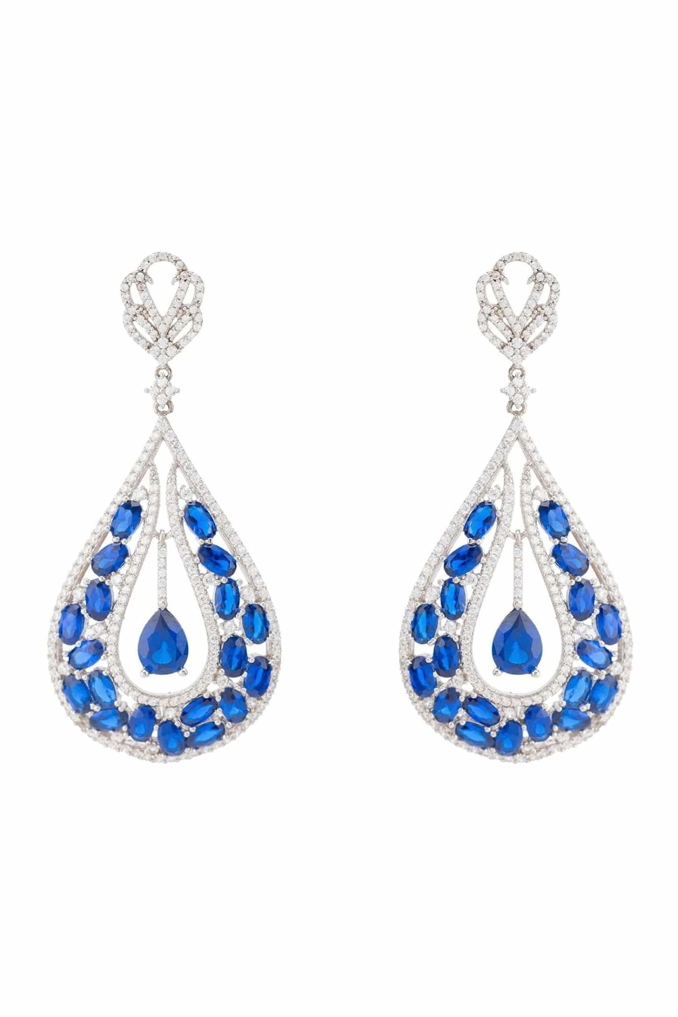 Charlotte Teardrop Gemstone Earrings Sapphire Silver - LATELITA Earrings