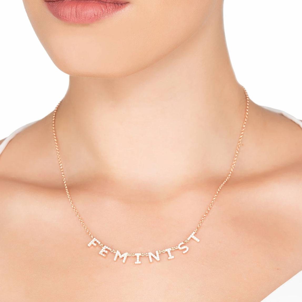 Choker Feminist Necklace Rose Gold - LATELITA Necklaces