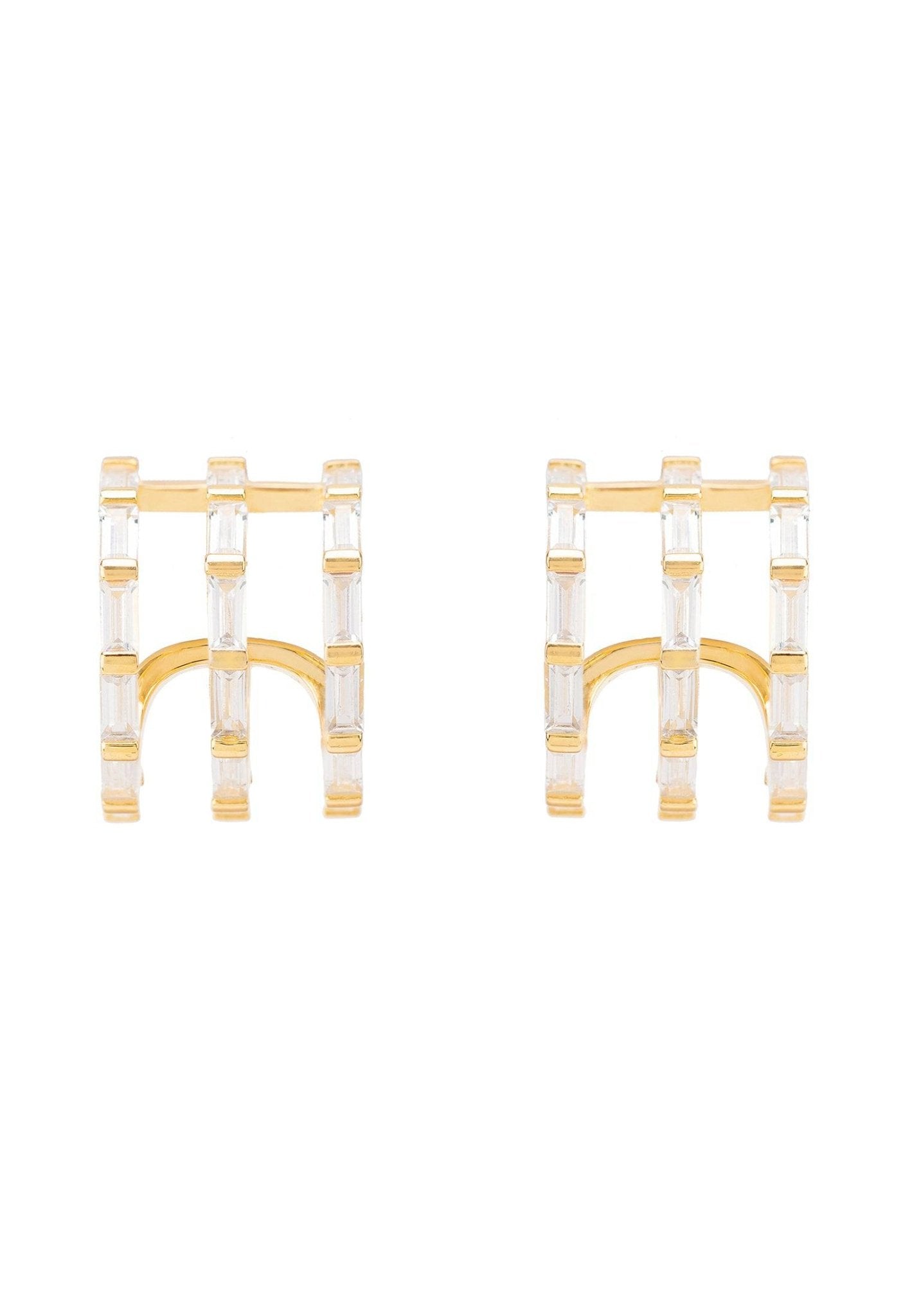 Chunky Triple Baguette Hoops Gold - LATELITA Earrings