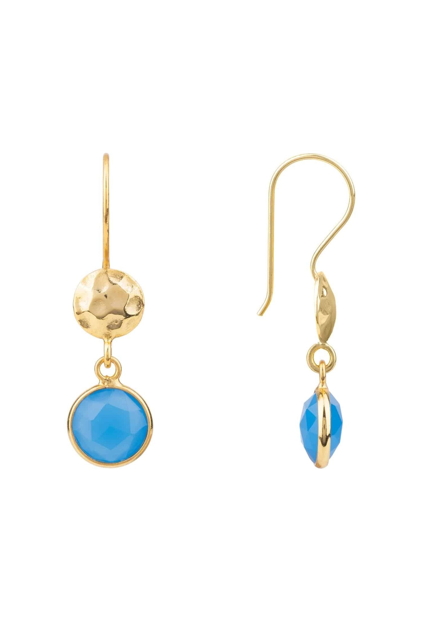 Circle & Hammer Earrings Gold Blue Chalcedony - LATELITA Earrings
