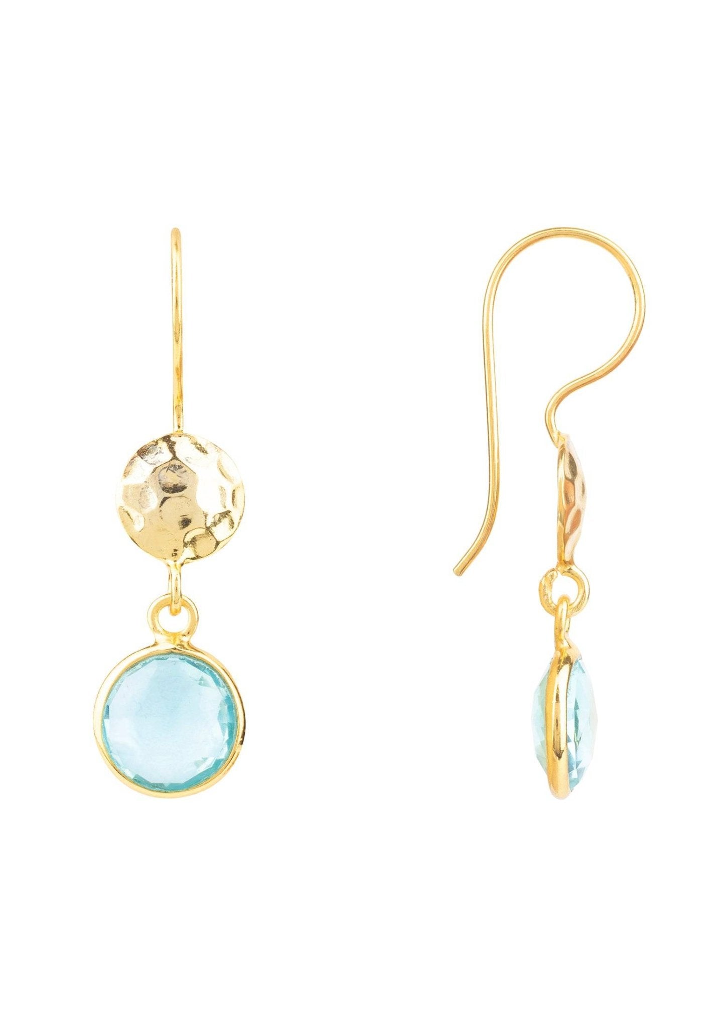 Circle & Hammer Earrings Gold Blue Topaz - LATELITA Earrings