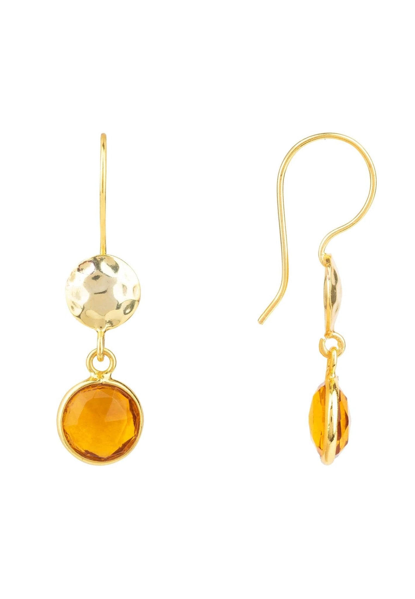Circle & Hammer Earrings Gold Citrine - LATELITA Earrings