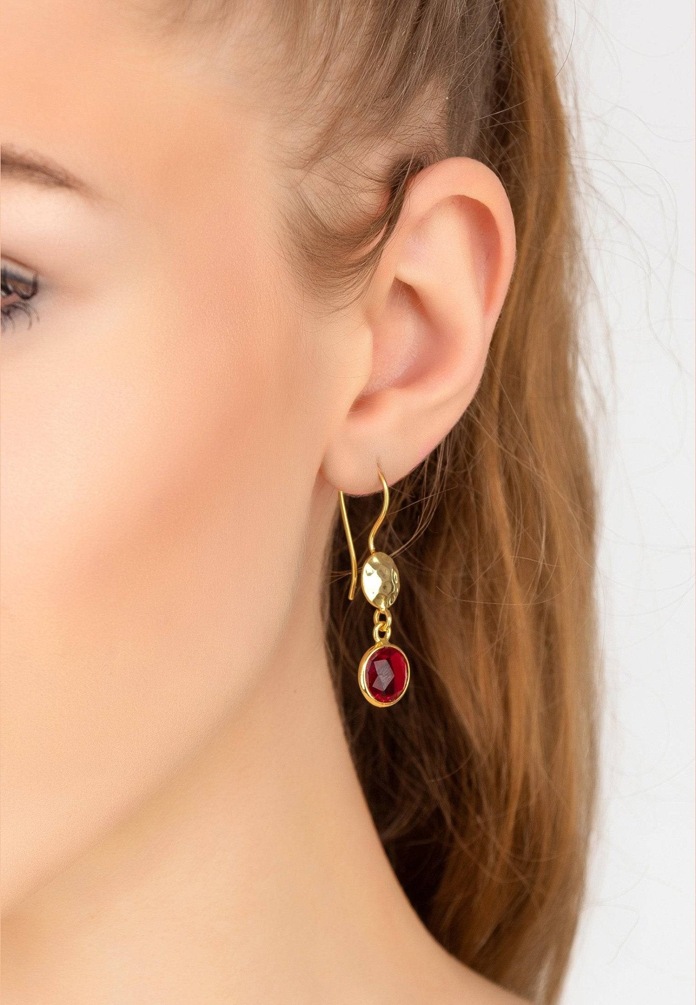 Circle & Hammer Earrings Gold Garnet - LATELITA Earrings