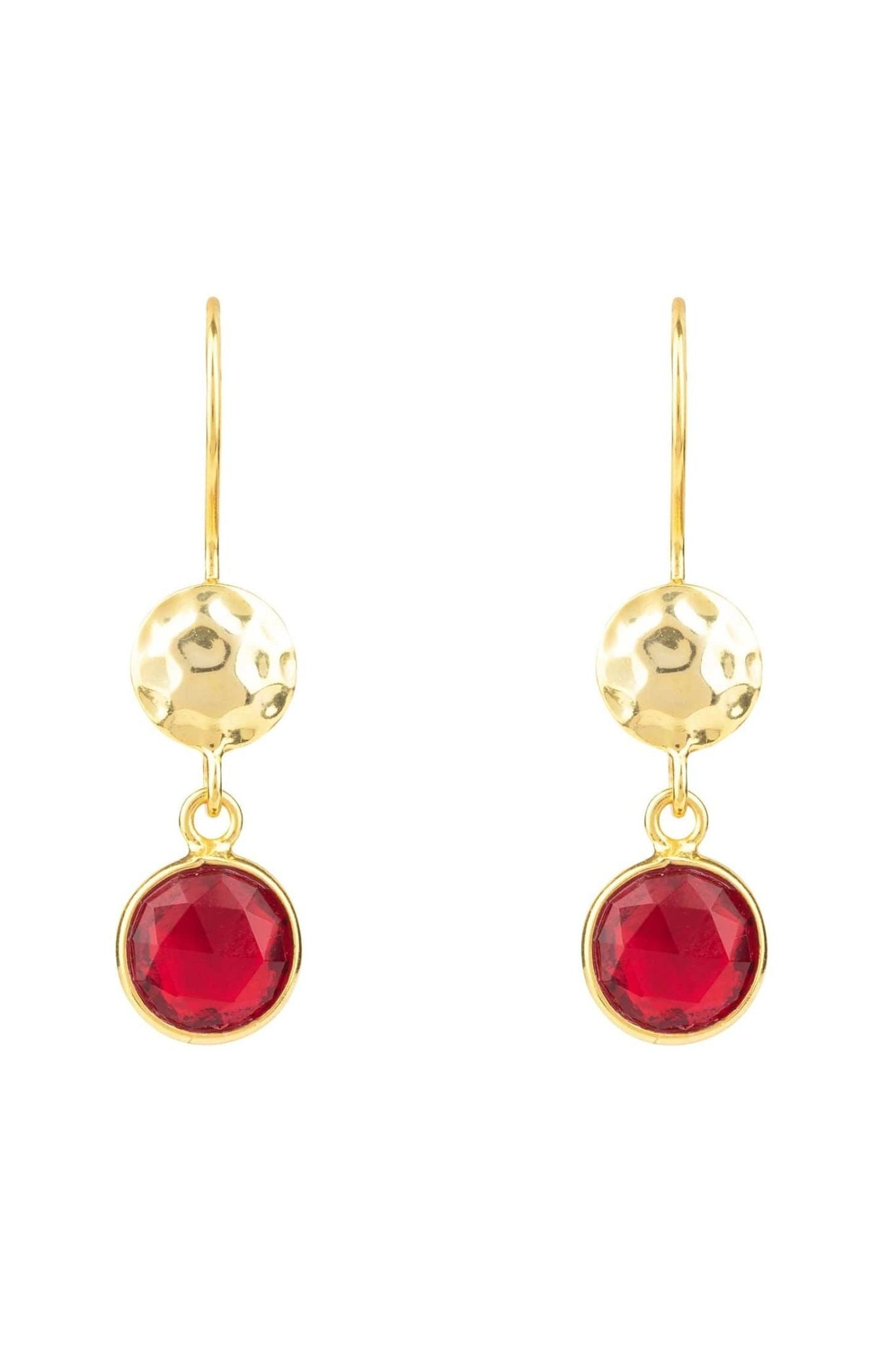 Circle & Hammer Earrings Gold Garnet - LATELITA Earrings