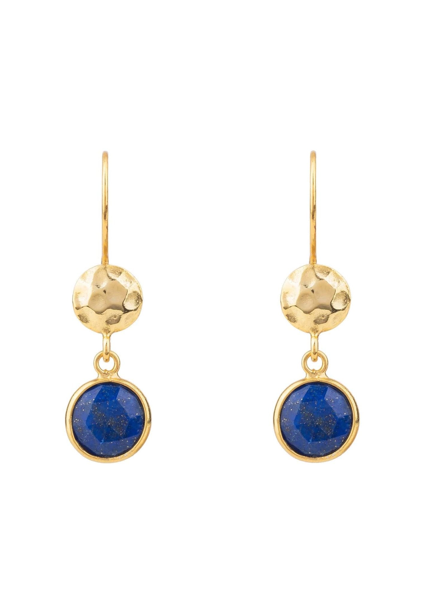 Circle & Hammer Earrings Gold Lapis Lazuli - LATELITA Earrings