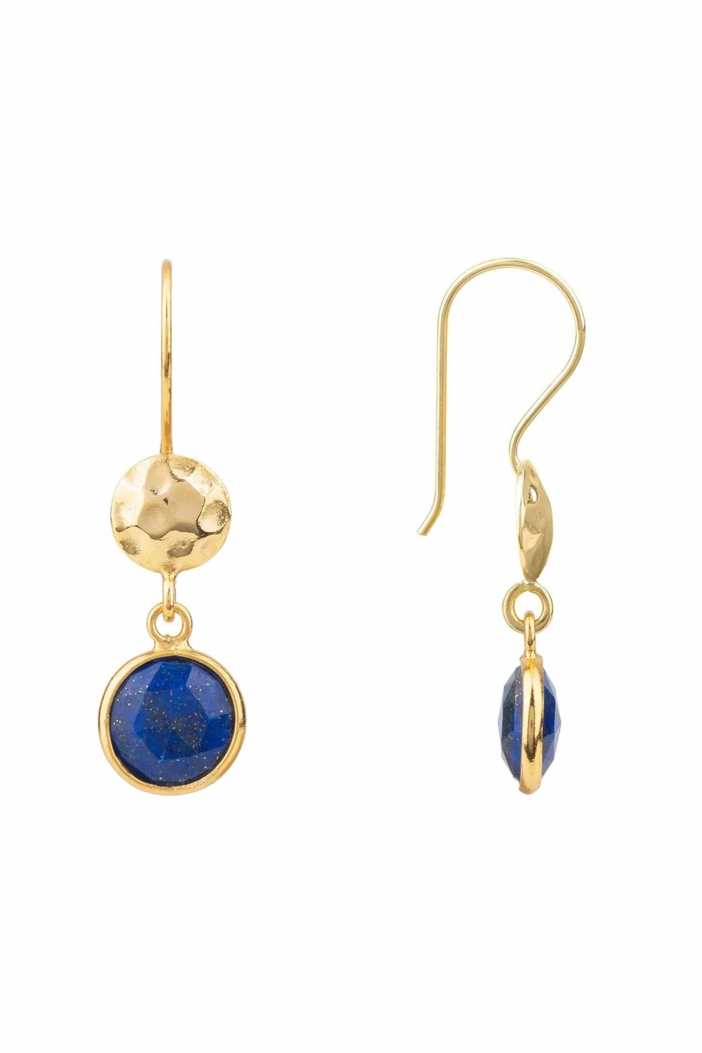 Circle & Hammer Earrings Gold Lapis Lazuli - LATELITA Earrings