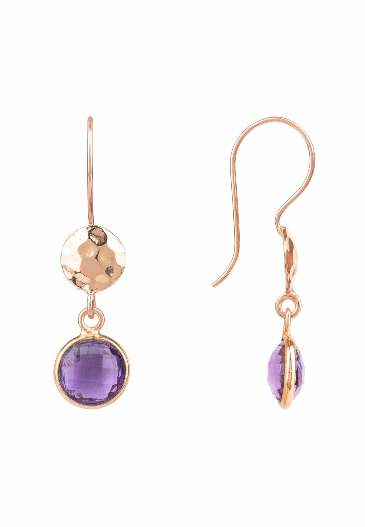 Circle & Hammer Earrings Rosegold Amethyst - LATELITA Earrings