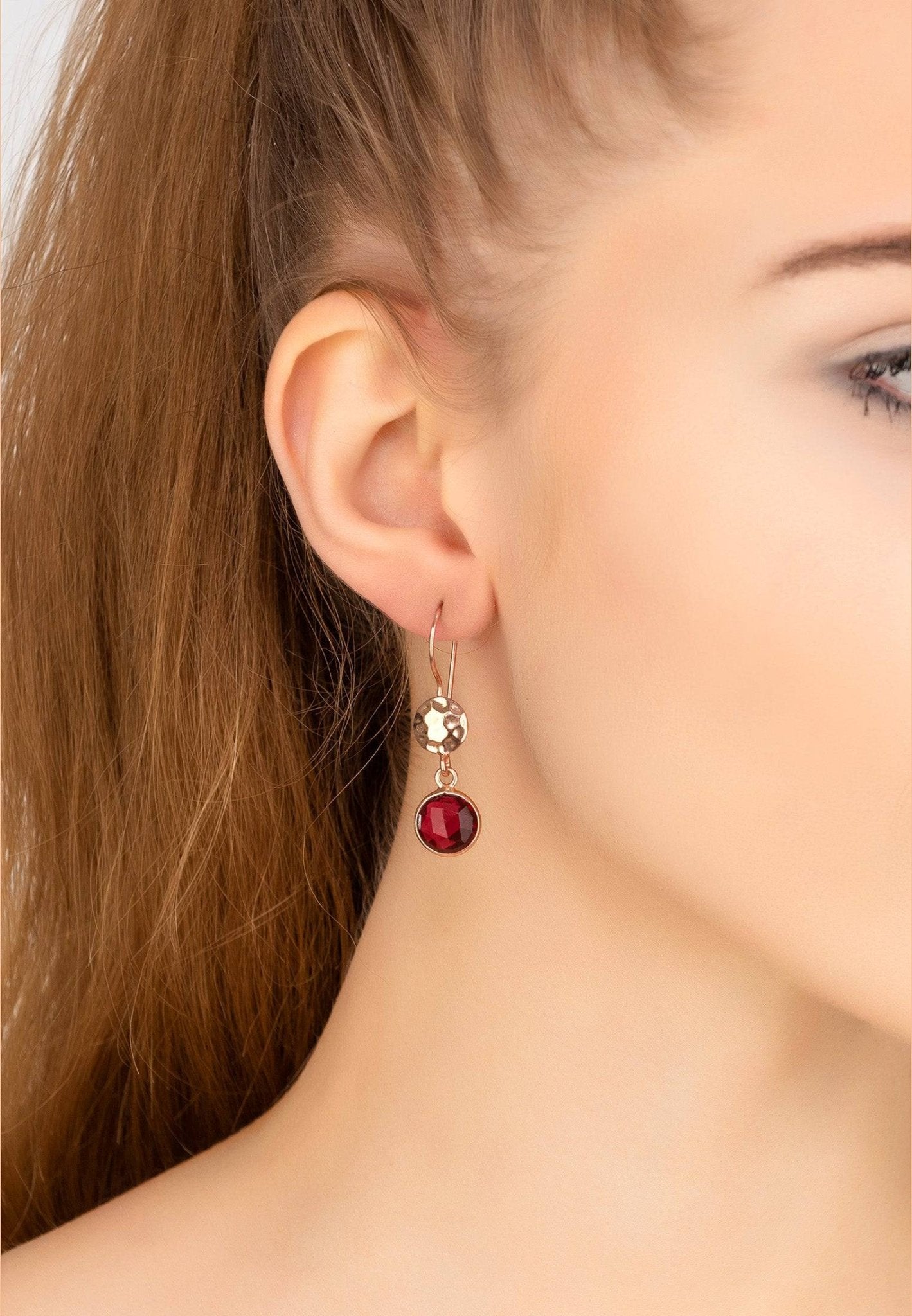 Circle & Hammer Earrings Rosegold Pink Tourmaline - LATELITA Earrings