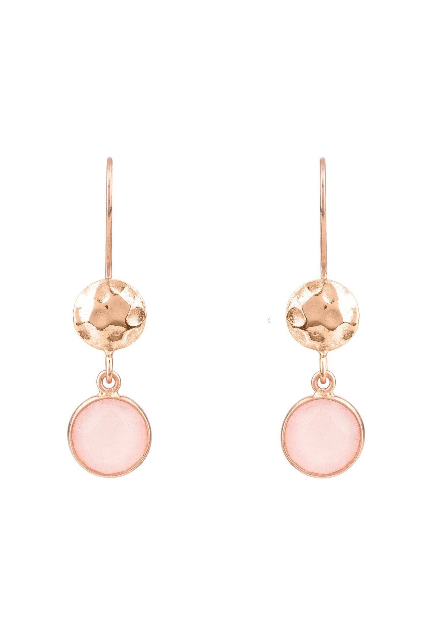Circle & Hammer Earrings Rosegold Rose Quartz - LATELITA Earrings