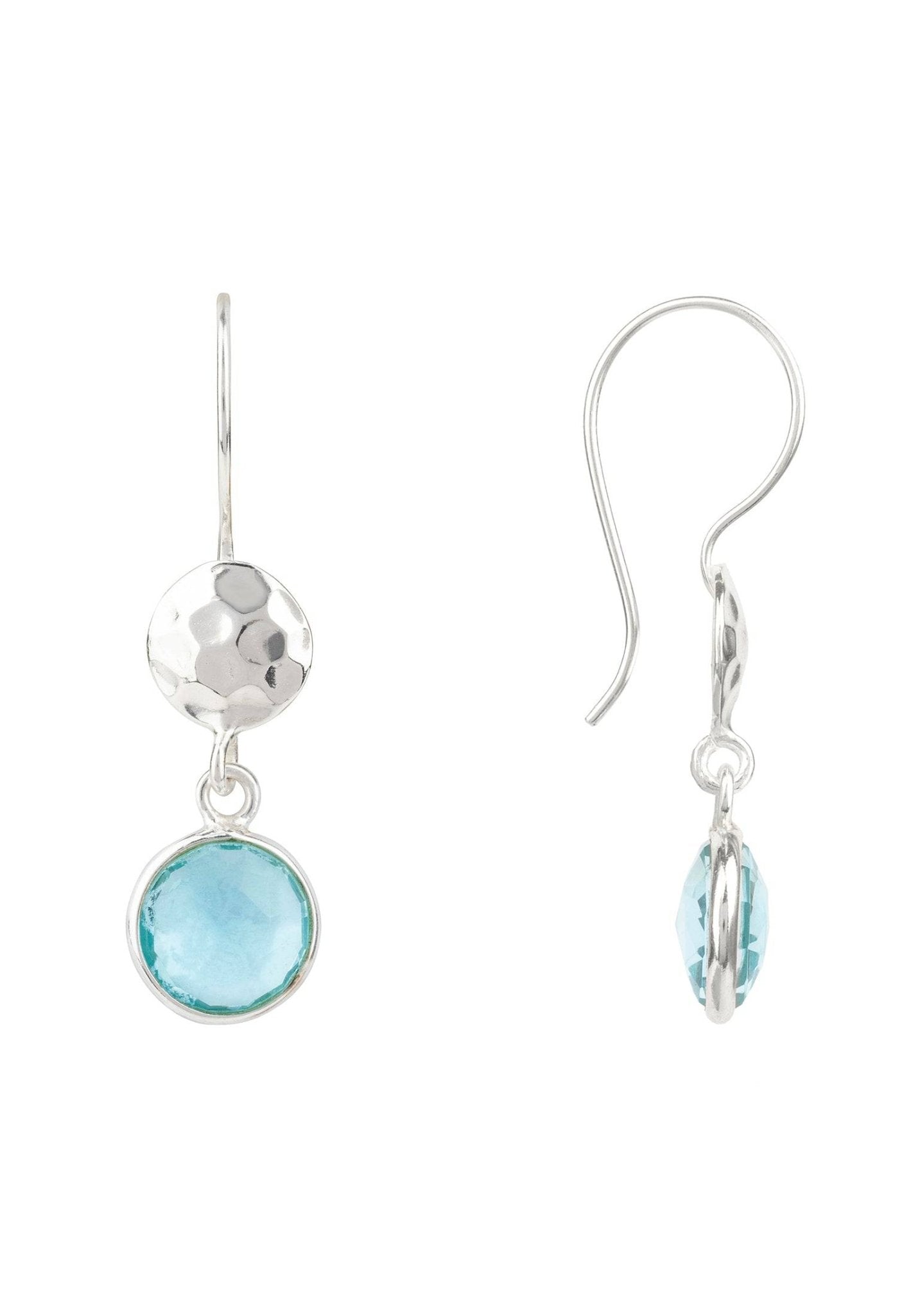 Circle & Hammer Earrings Silver Blue Topaz - LATELITA Earrings