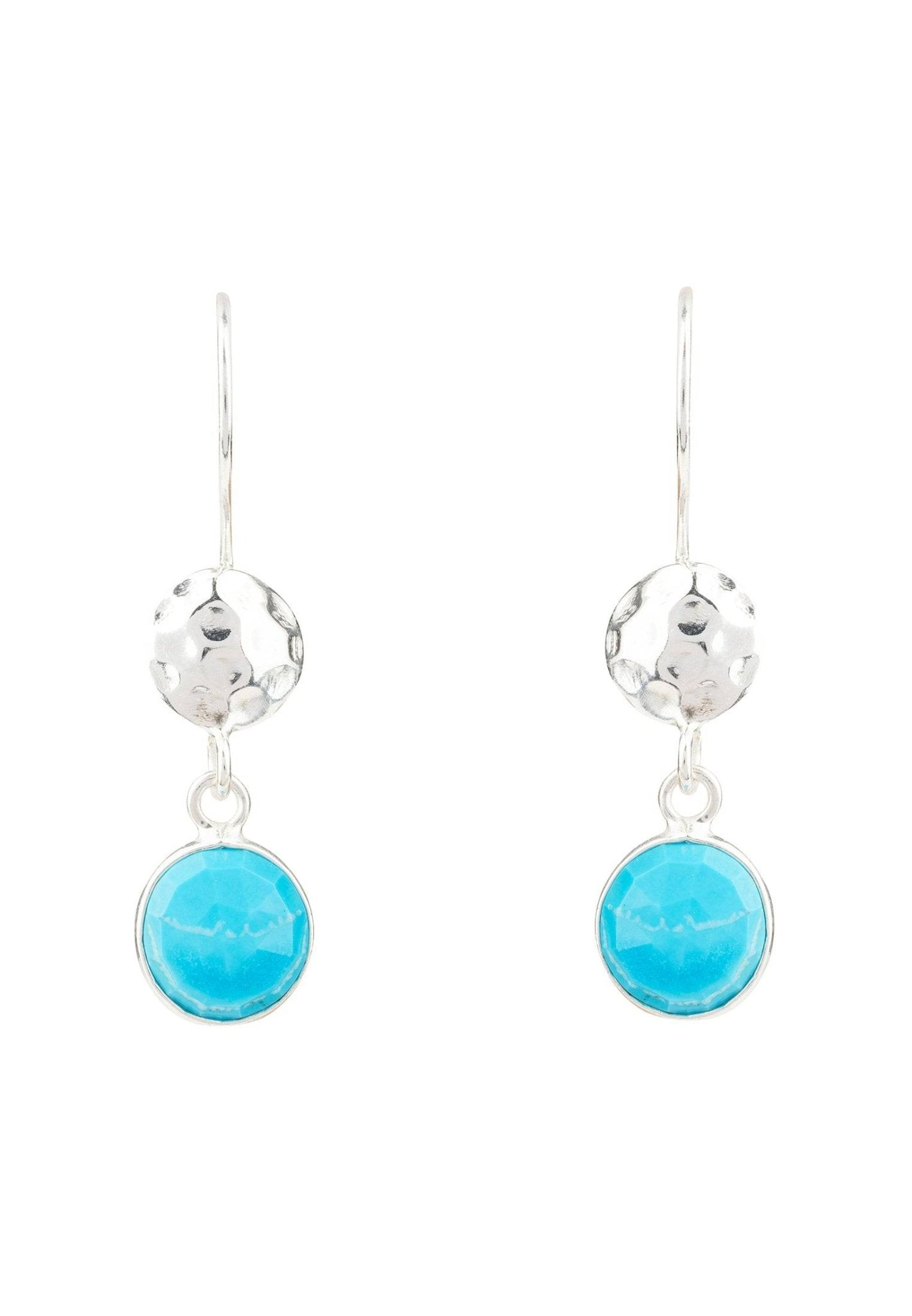 Circle & Hammer Earrings Silver Turquoise - LATELITA Earrings