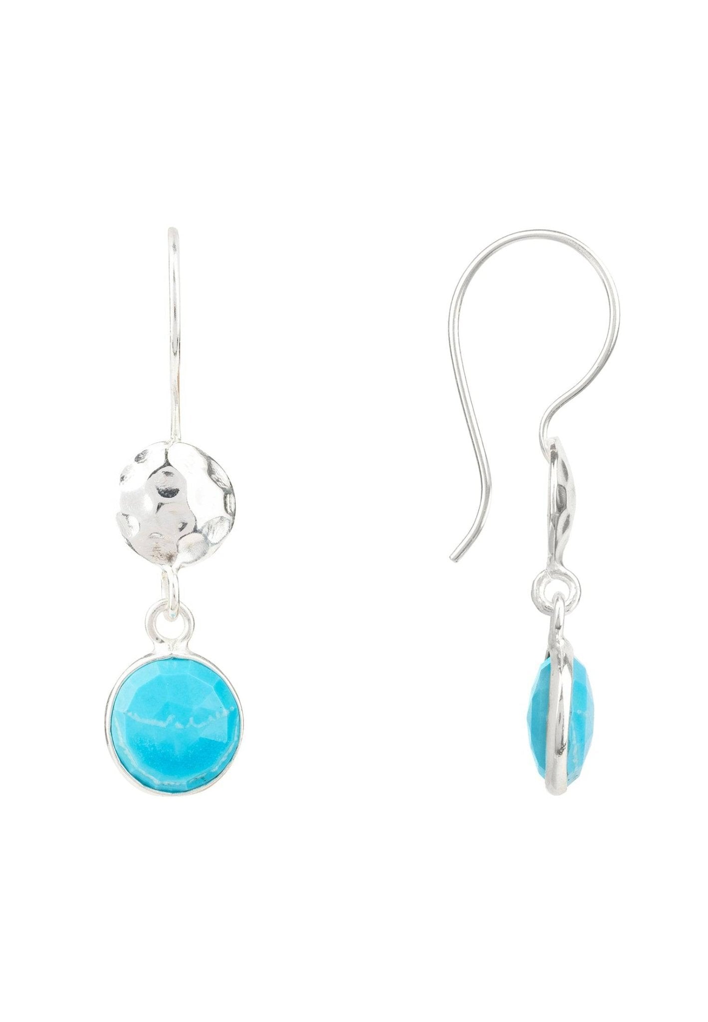 Circle & Hammer Earrings Silver Turquoise - LATELITA Earrings