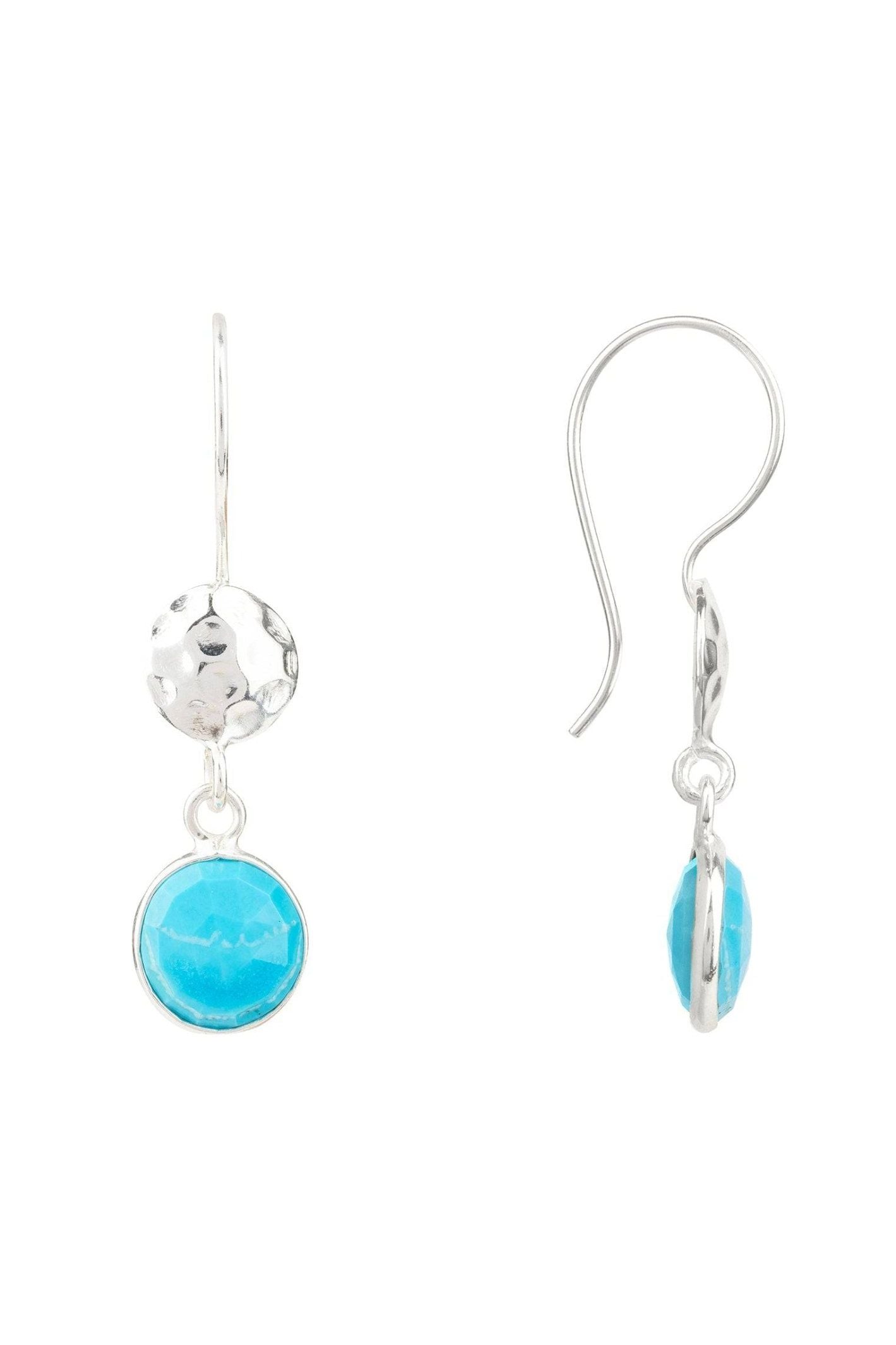 Circle & Hammer Earrings Silver Turquoise - LATELITA Earrings