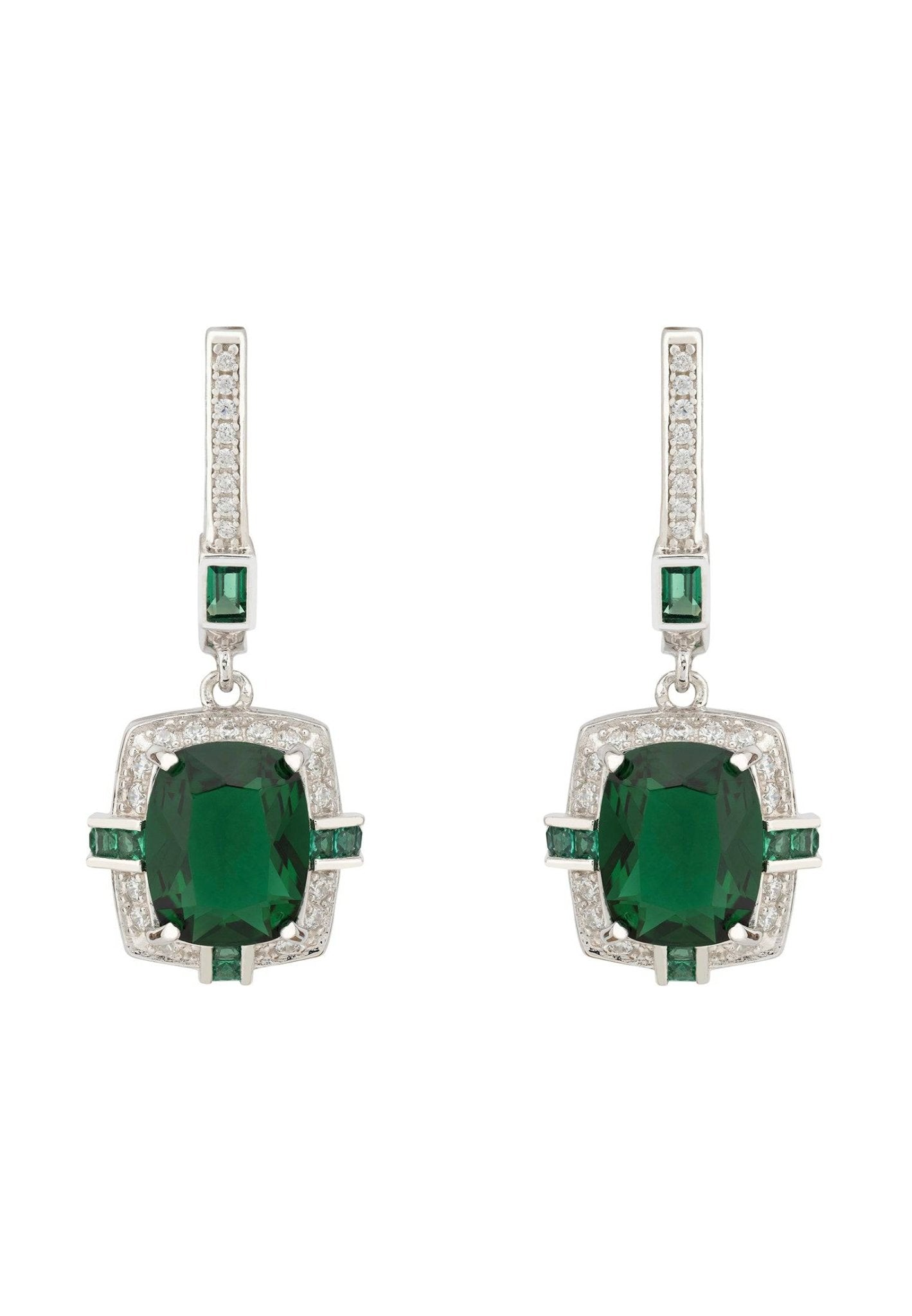Clarence Silver Earrings Emerald - LATELITA Earrings