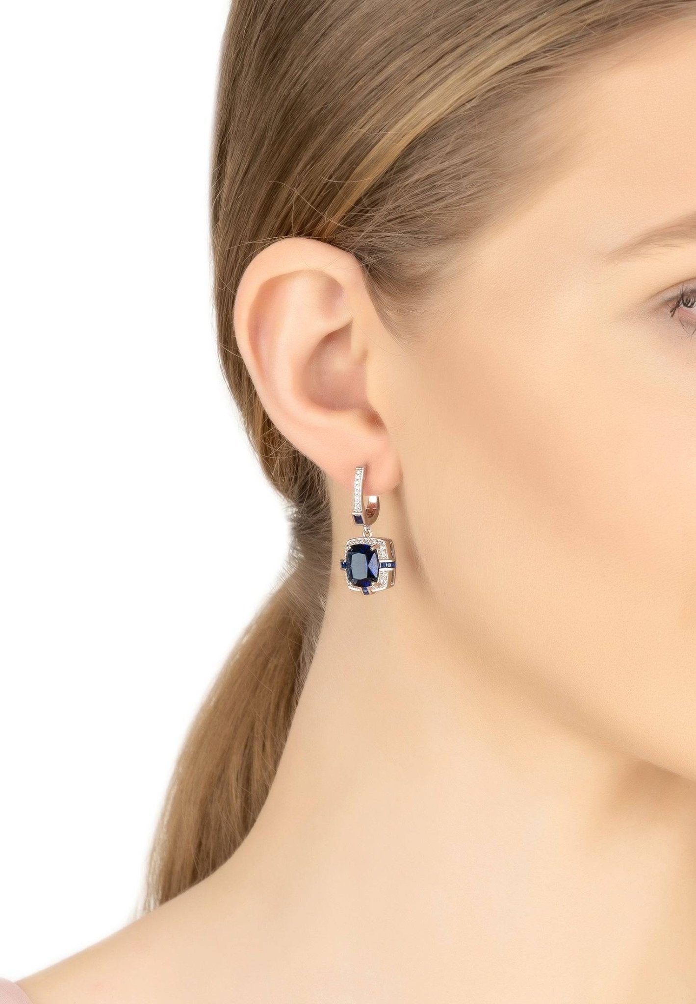 Clarence Silver Earrings Sapphire - LATELITA Earrings