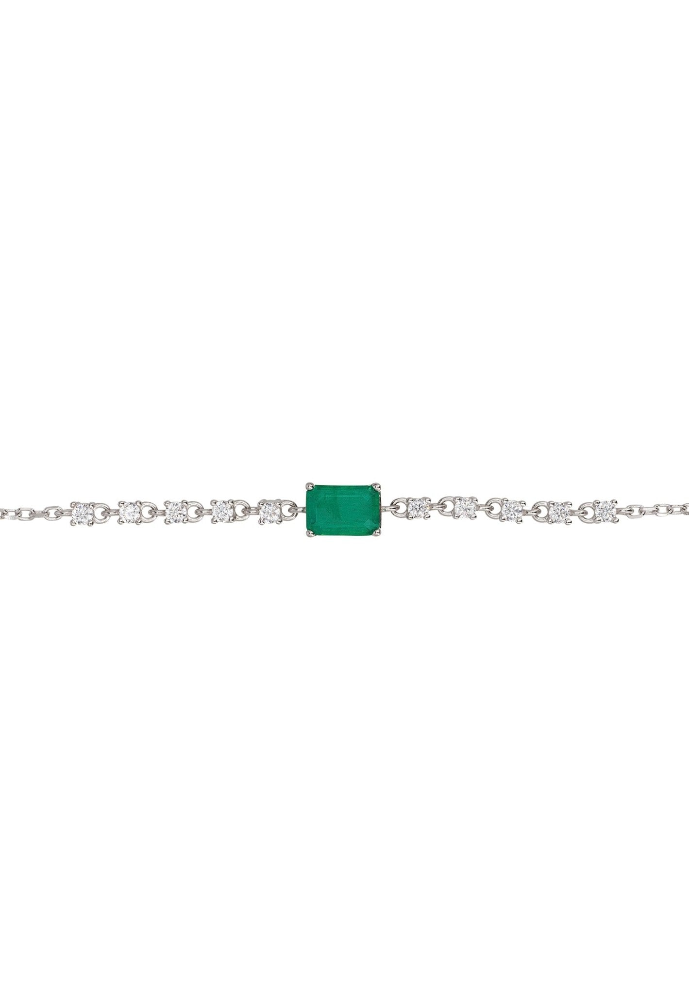 Claudia Gemstone Bracelet Silver Colombian Emerald - LATELITA Bracelets