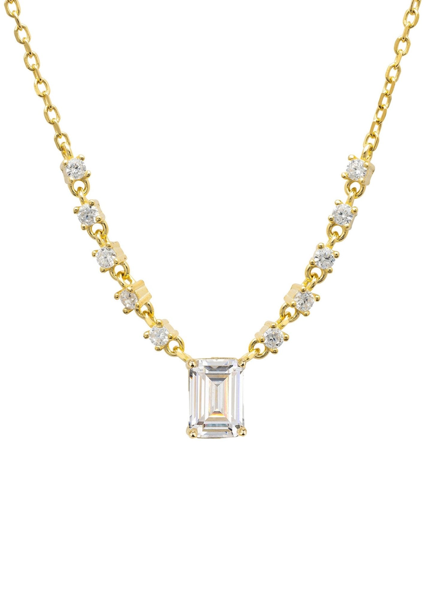 Claudia Gemstone Pendant Necklace Gold Clear Quartz - LATELITA Necklaces