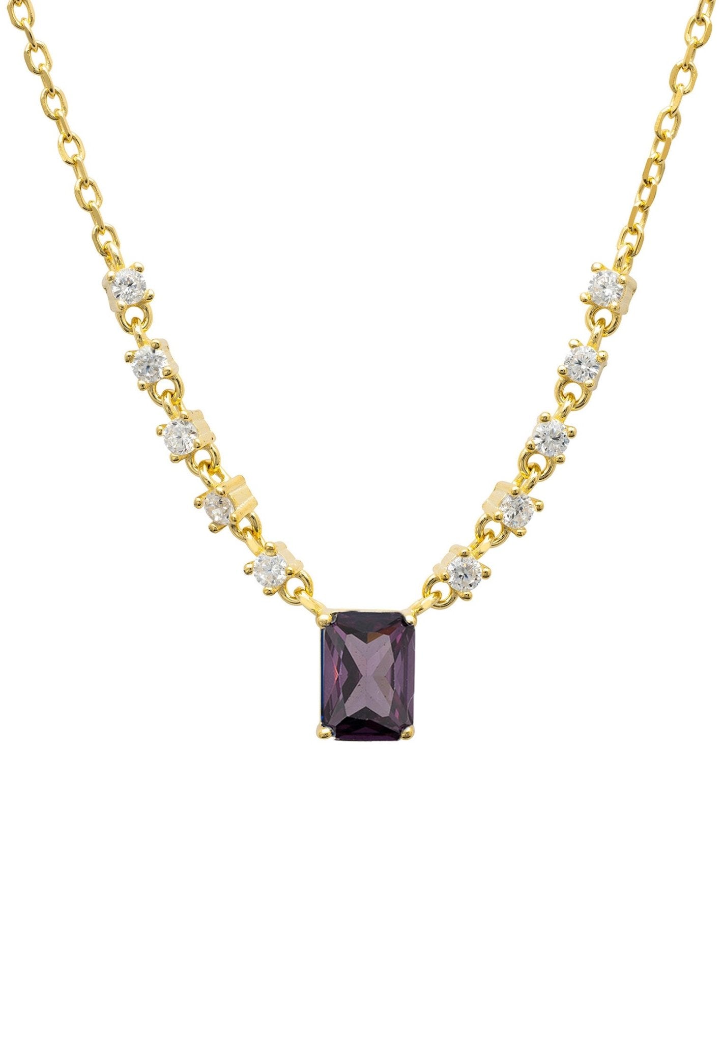 Claudia Gemstone Pendant Necklace Gold Lilac Amethyst - LATELITA Necklaces