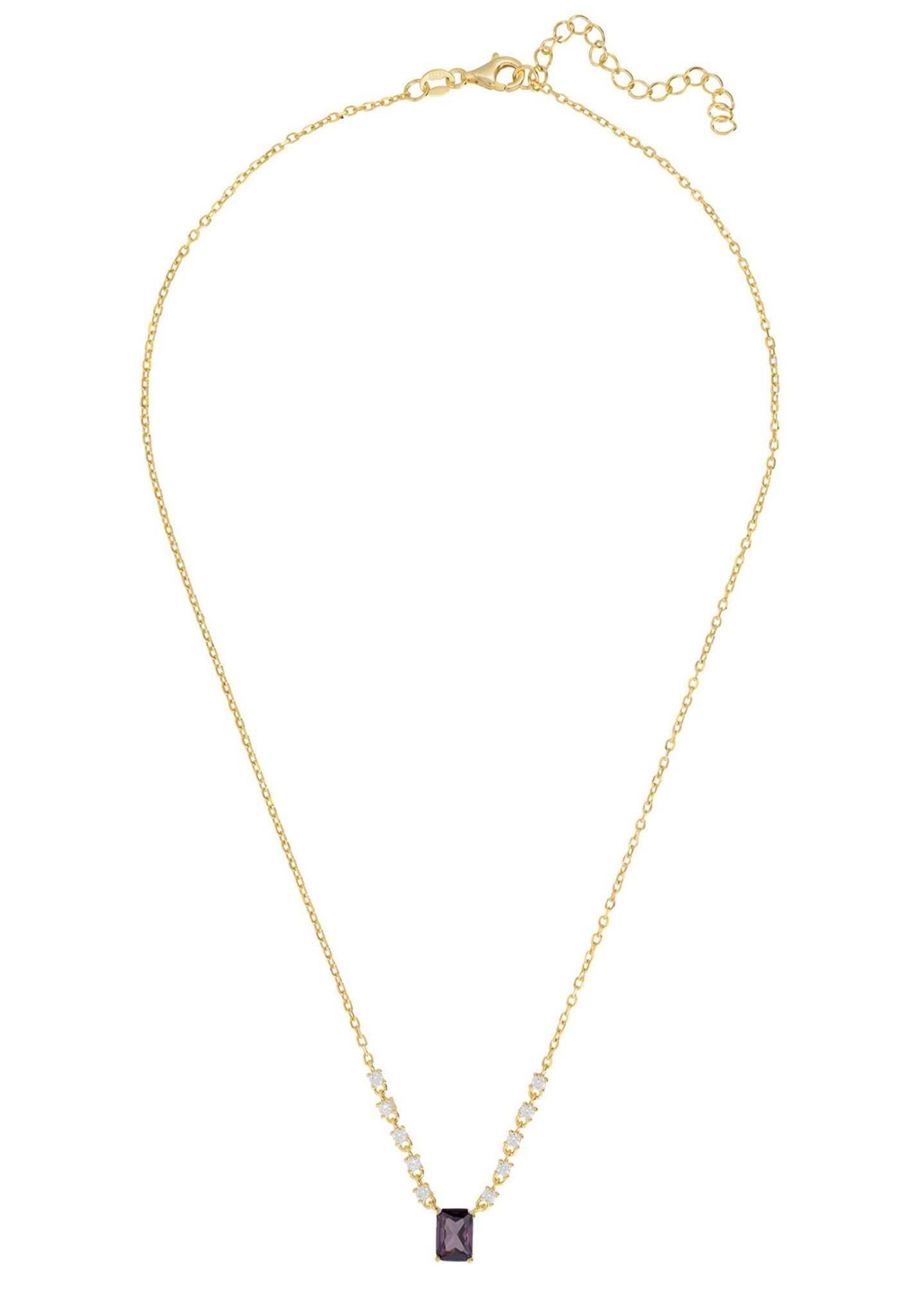 Claudia Gemstone Pendant Necklace Gold Lilac Amethyst - LATELITA Necklaces