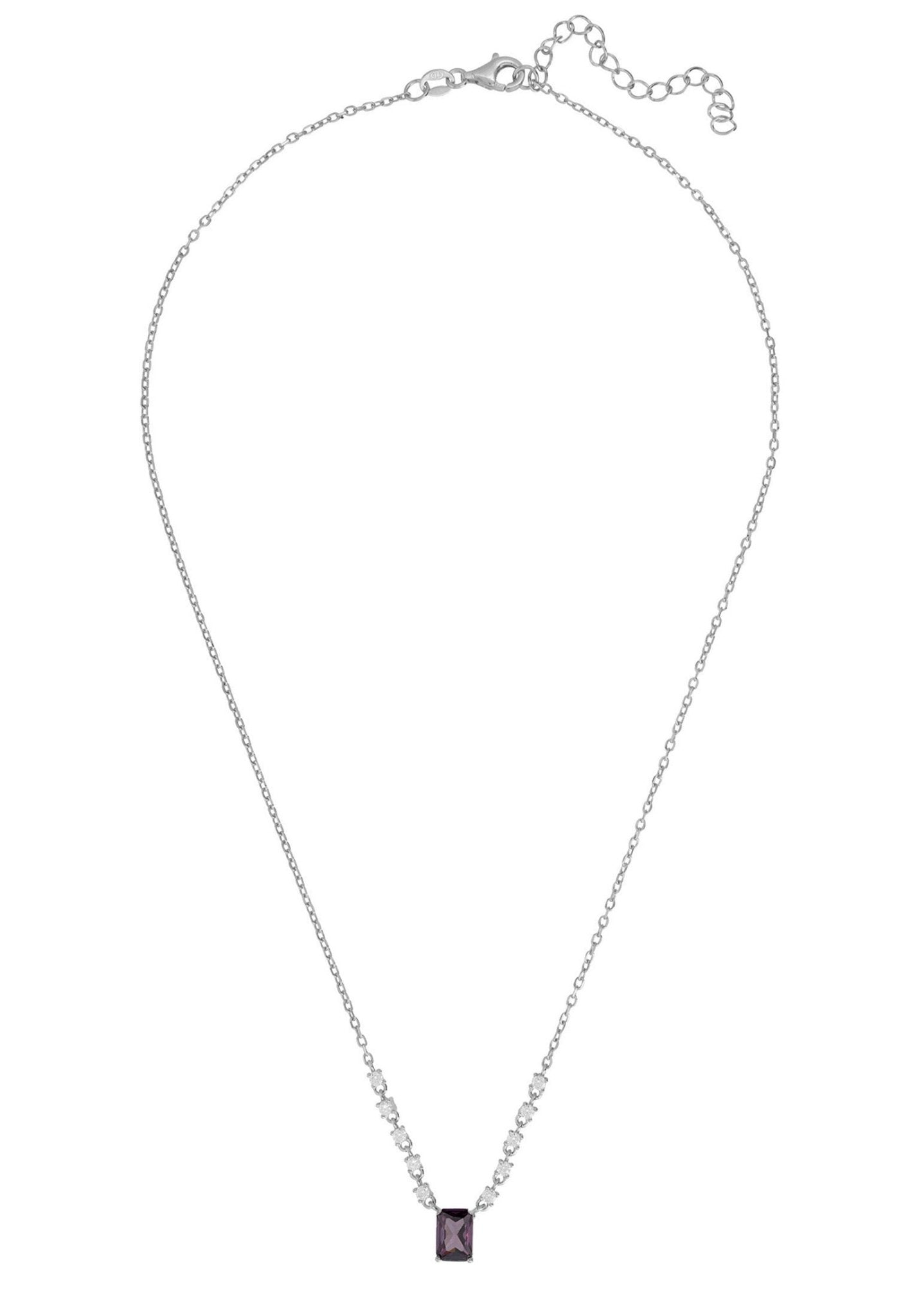 Claudia Gemstone Pendant Necklace Silver Lilac Amethyst - LATELITA Necklaces