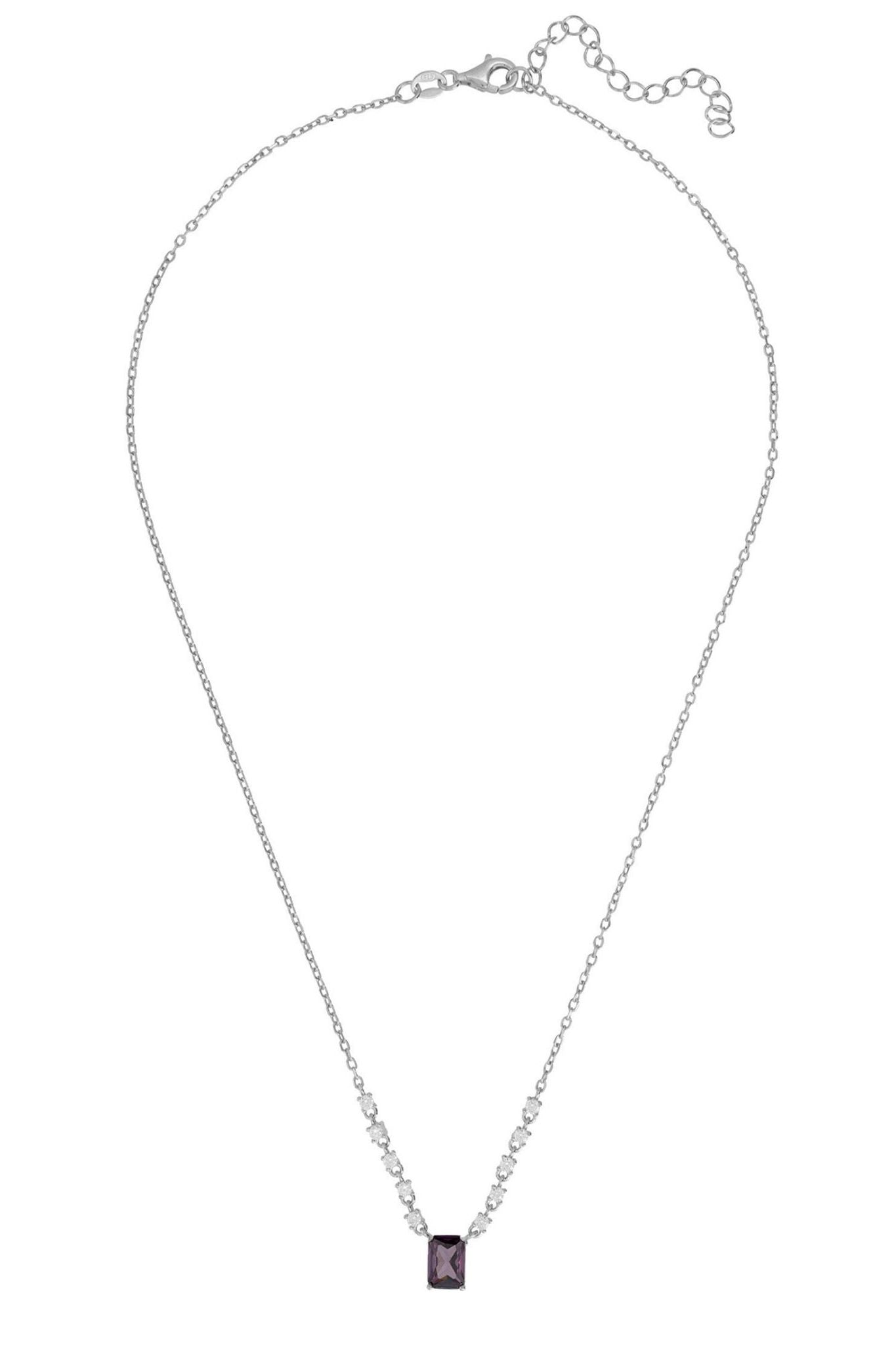Claudia Gemstone Pendant Necklace Silver Lilac Amethyst - LATELITA Necklaces