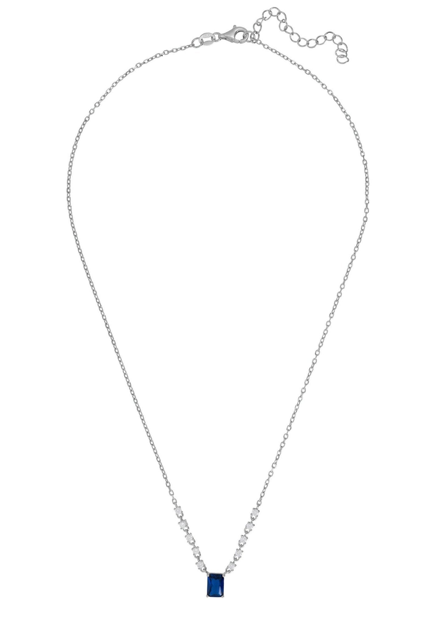 Claudia Gemstone Pendant Necklace Silver Sapphire - LATELITA Necklaces