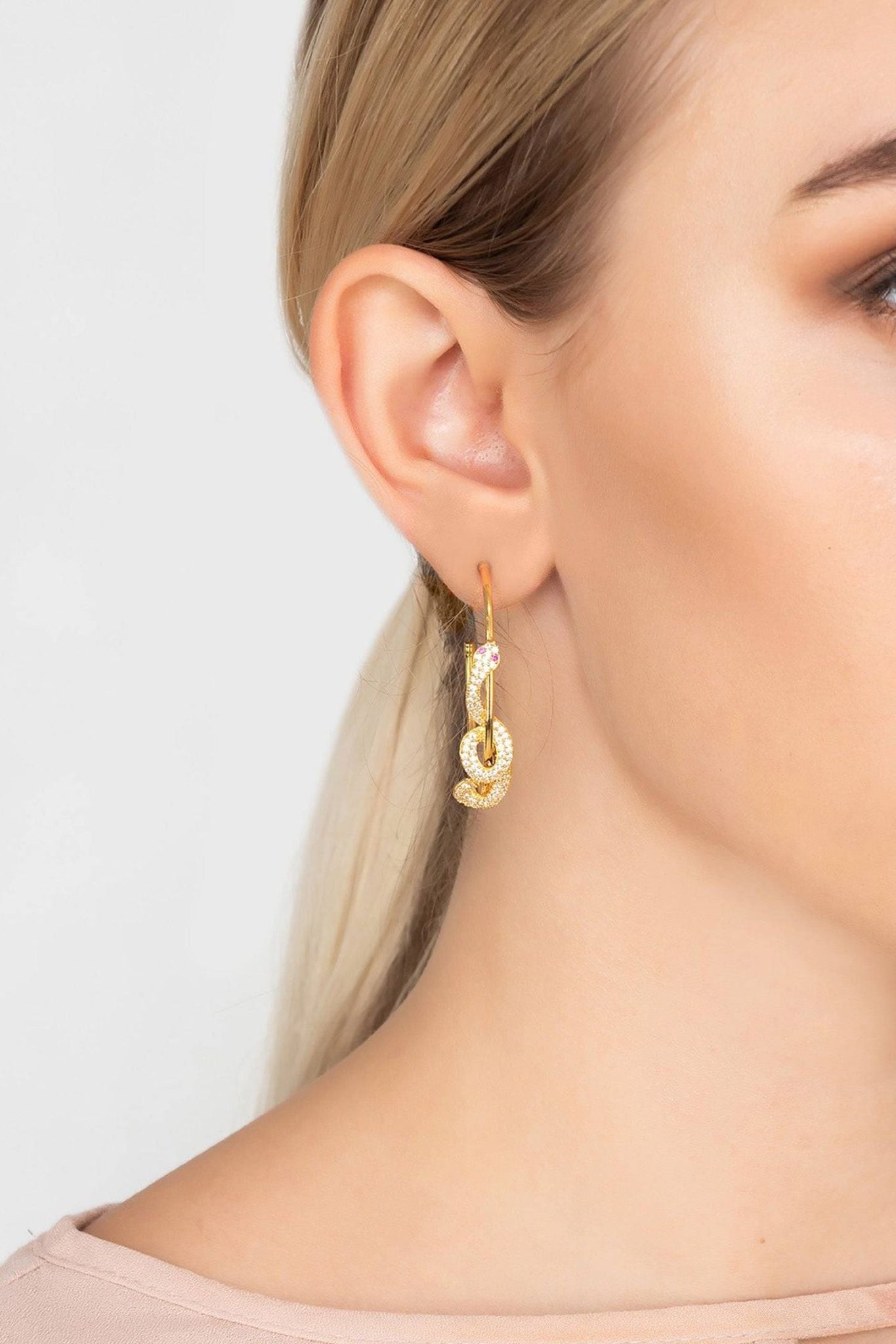 Cleopatra Serpent Snake Hoop Earrings Gold - LATELITA Earrings