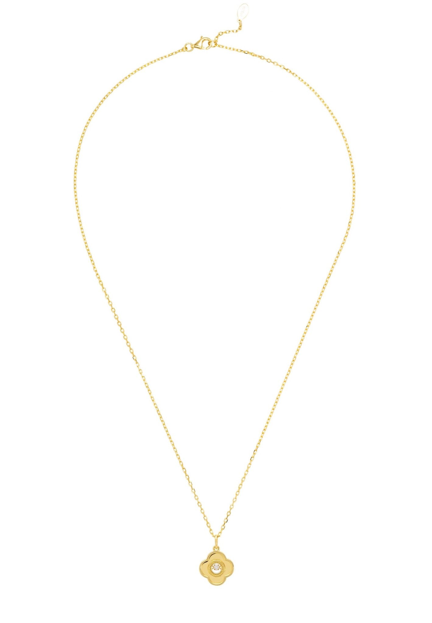 Clover Floating Stone Necklace Gold - LATELITA Necklaces