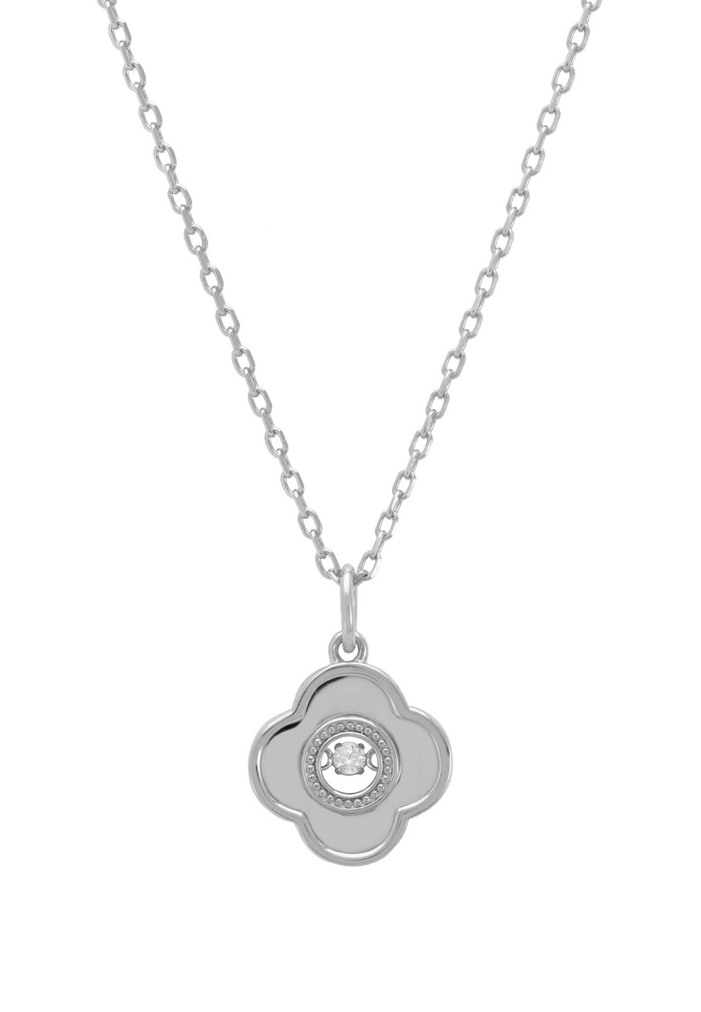Clover Floating Stone Necklace Silver - LATELITA Necklaces