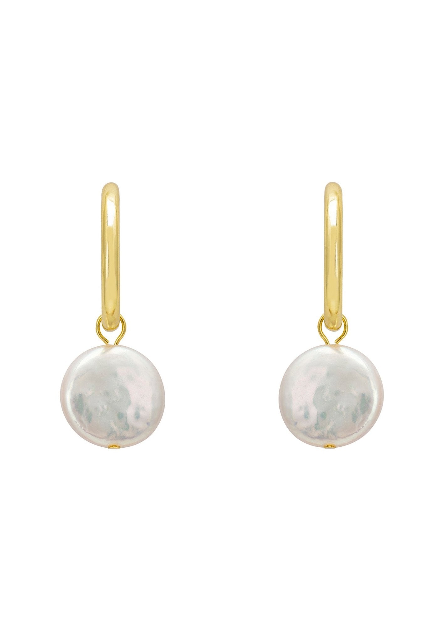 Coin Pearl Hoop Earrings Gold - LATELITA Earrings