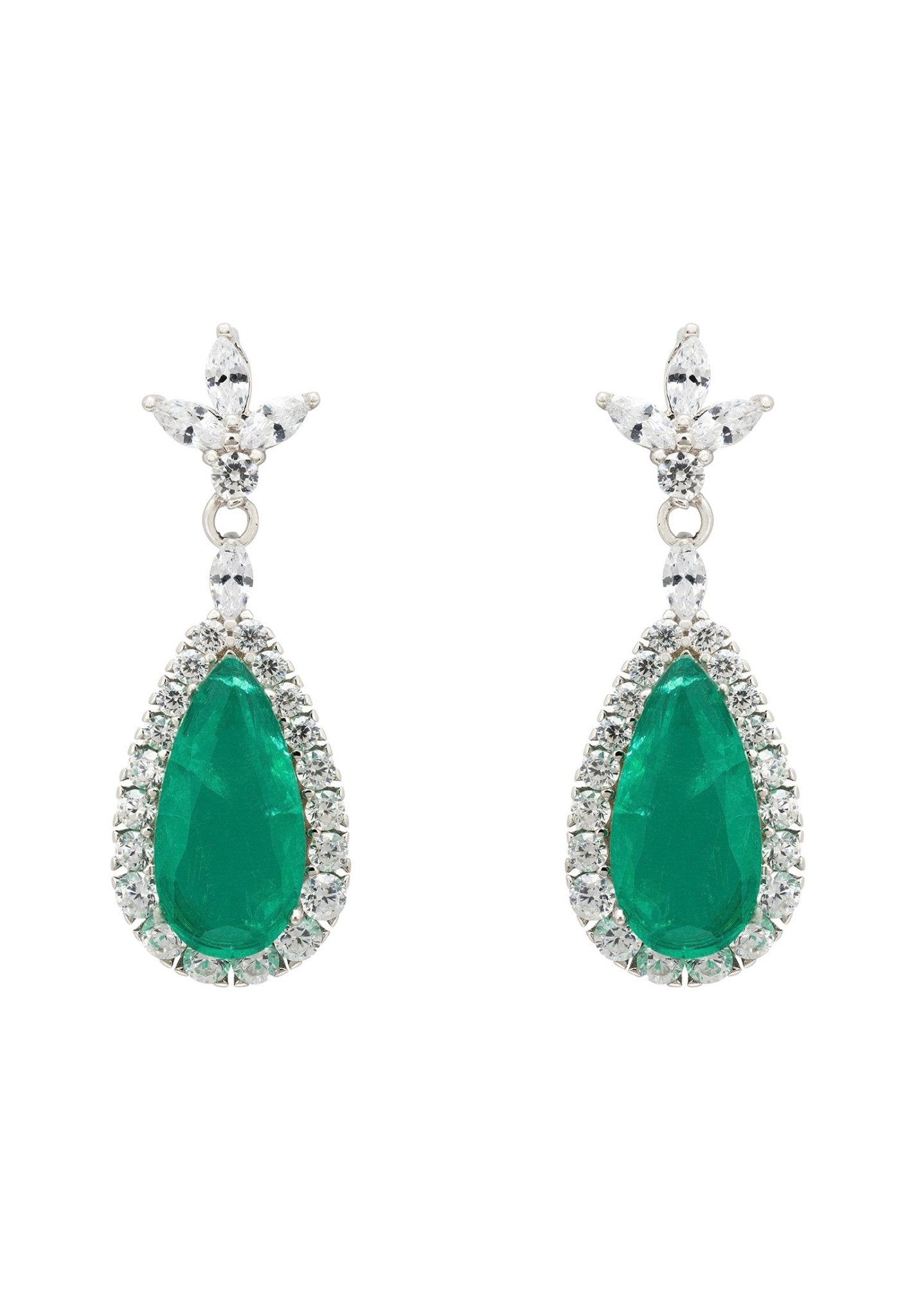 Colette Colombian Emerald Teardrop Earrings Silver - LATELITA Earrings