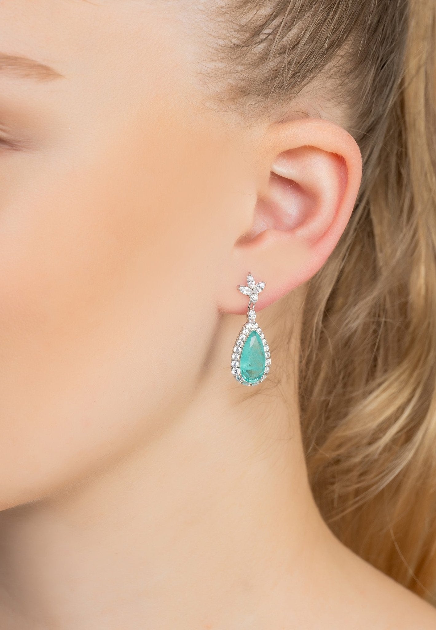 Colette Paraiba Tourmaline Teardrop Earrings Silver - LATELITA Earrings