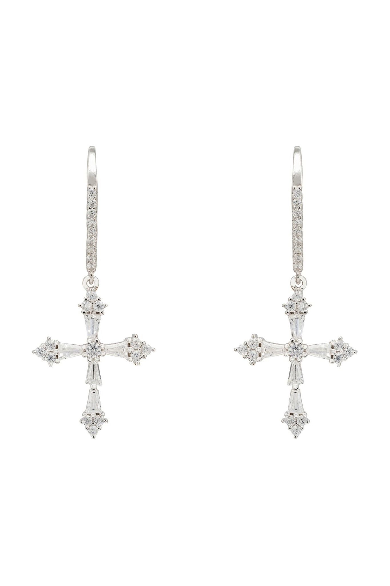 Constantine Cross Drop Earrings Silver - LATELITA Earrings