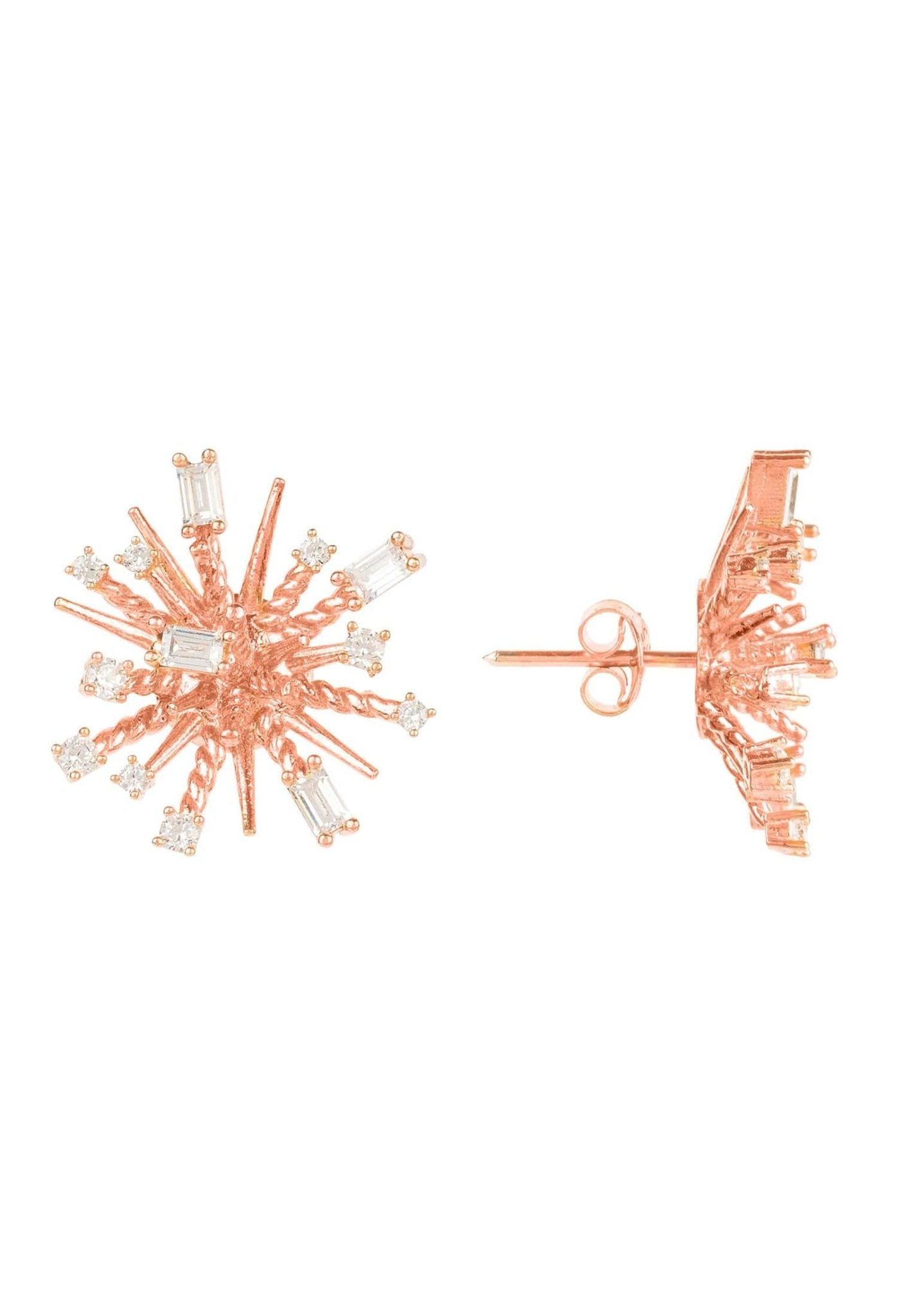 Cosmic Bang Baguette Cz Stud Earrings Rose Gold - LATELITA Earrings
