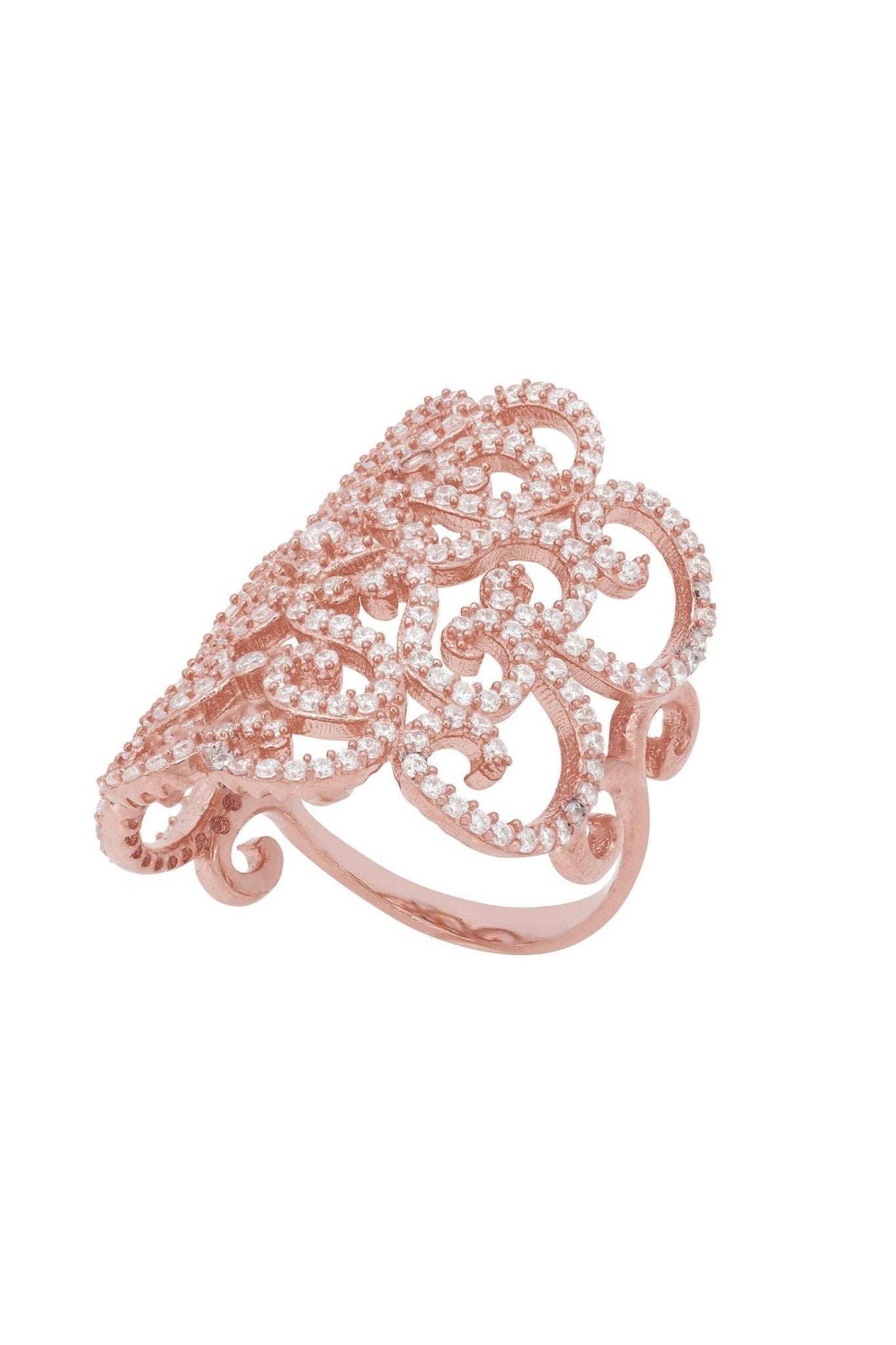 Countess Cocktail Ring Rosegold White - LATELITA Rings
