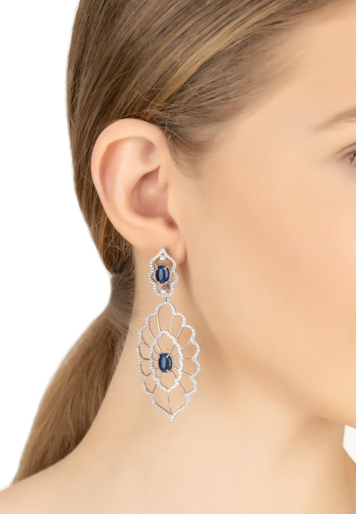 Countessa Earrings White Blue Silver - LATELITA Earrings
