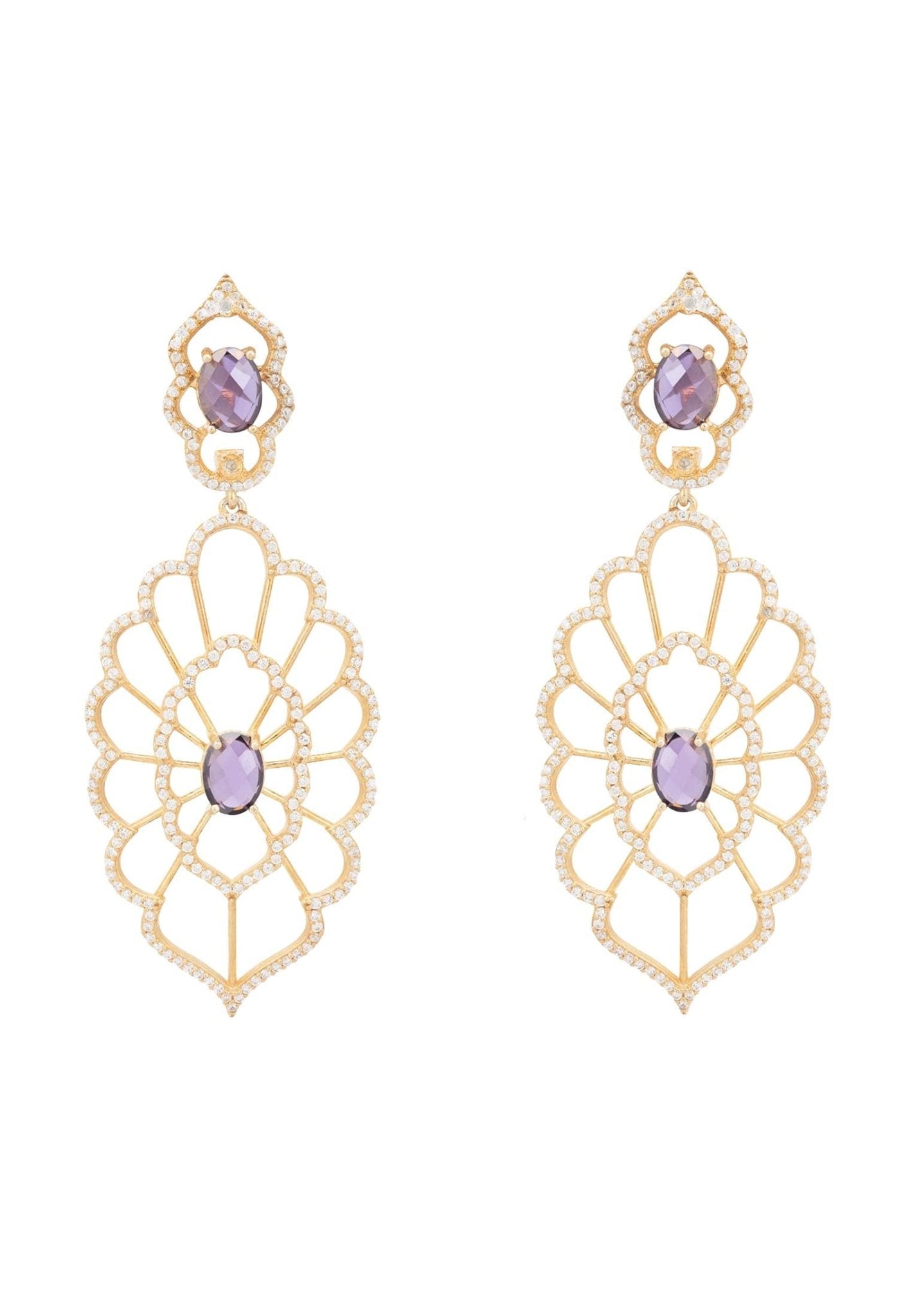Countessa Earrings White Purple Amethyst Gold - LATELITA Earrings