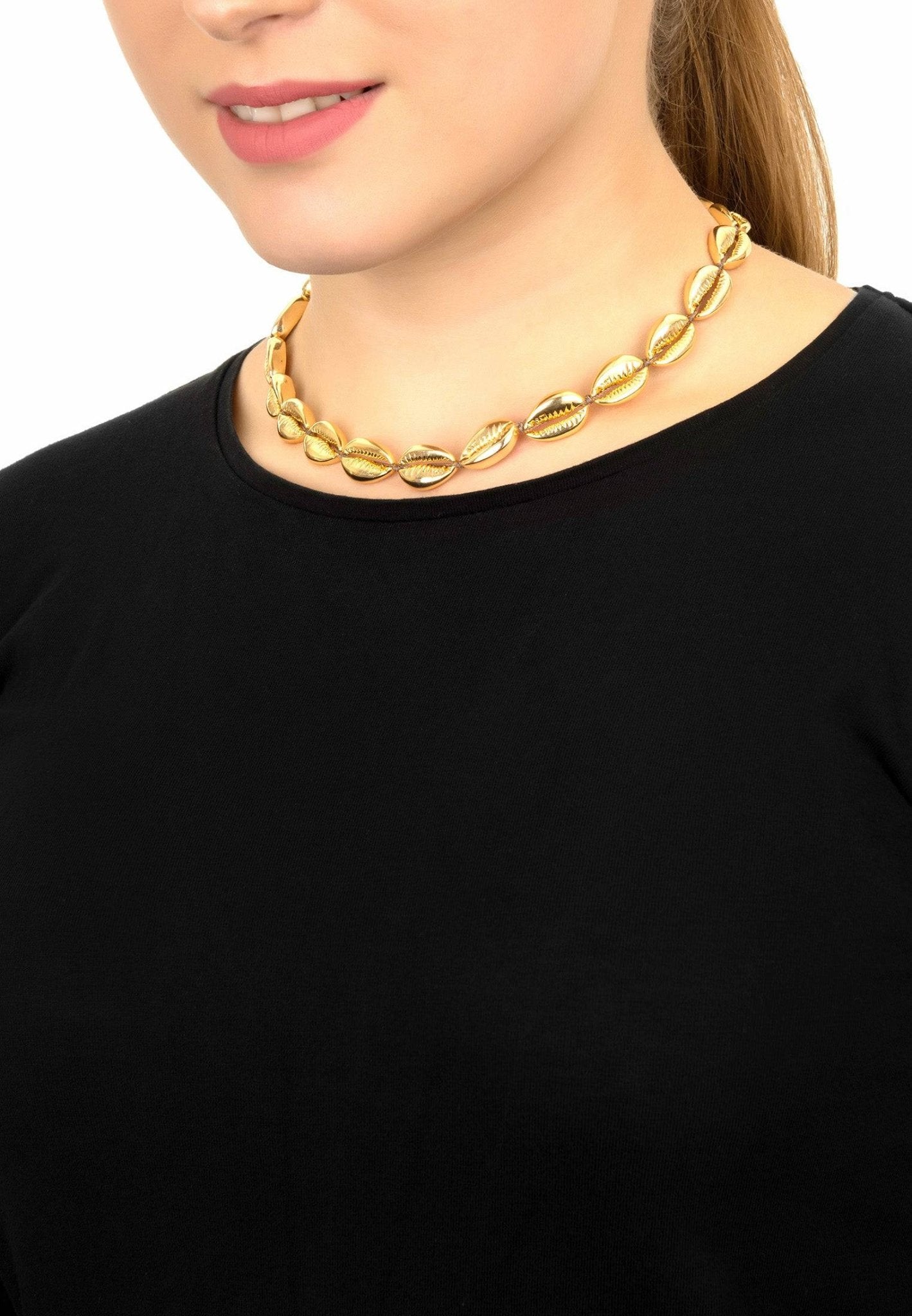 Cowrie Shell Choker Strand Necklace Gold - LATELITA Necklaces