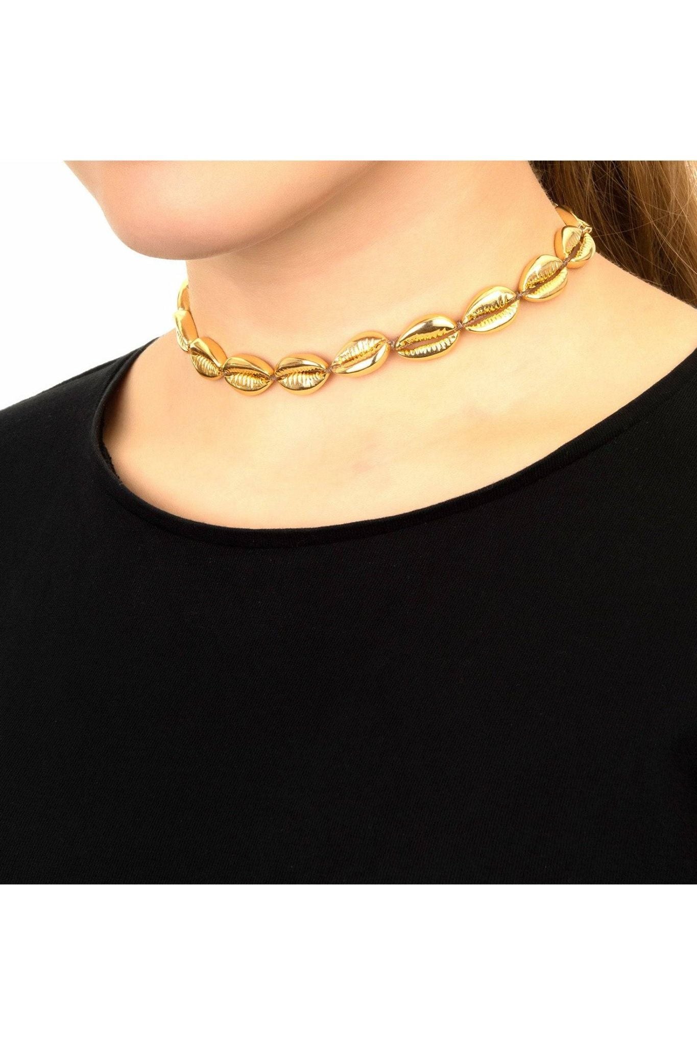 Cowrie Shell Choker Strand Necklace Gold - LATELITA Necklaces